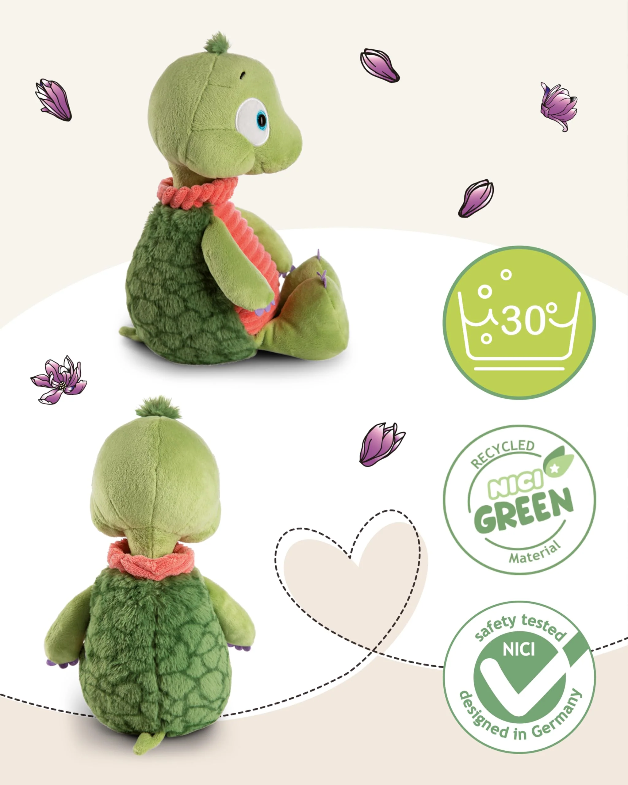 NICI Kuscheltier Schildkröte Tateus 35cm - Plüschtier zum Kuscheln und Liebhaben, Nachhaltig produziertes Stofftier aus recycelten Materialien – 49795 - Image 6