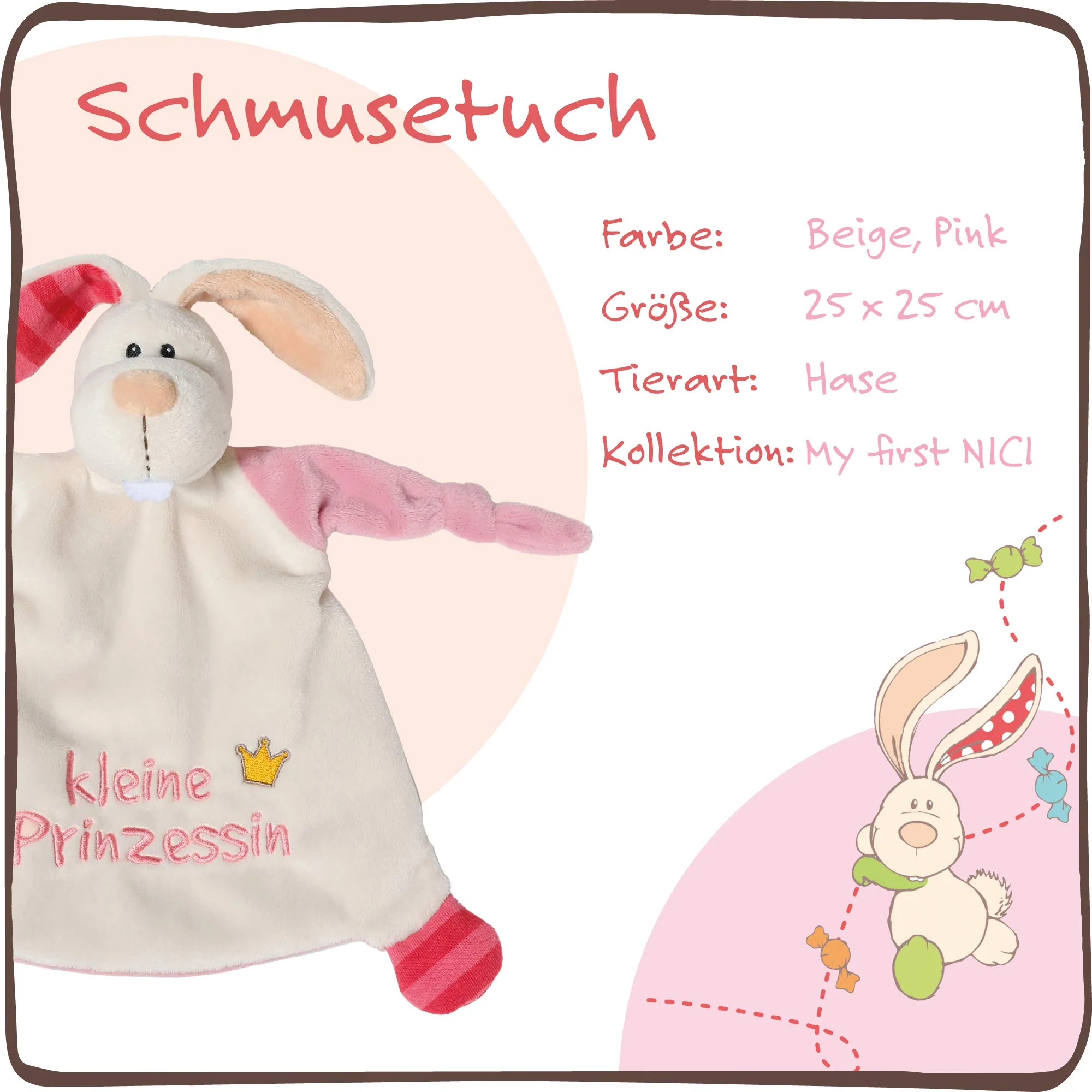 NICI Schmusetuch Hase ‚Kleine Prinzessin´ 25x25 cm – ab 0+ Monaten – 40042 - Image 7