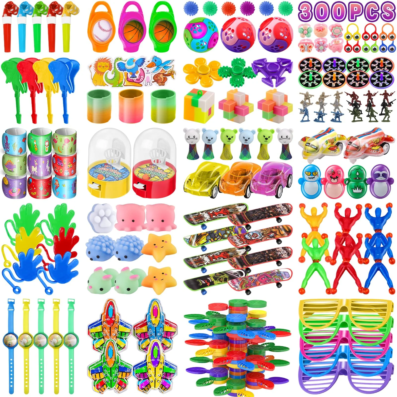nicknack Mitgebsel Kindergeburtstag 300 Stück, Give Aways Kindergeburtstag Gastgeschenke, Pinata Füllung Kleine Geschenke für Kinder Jungen