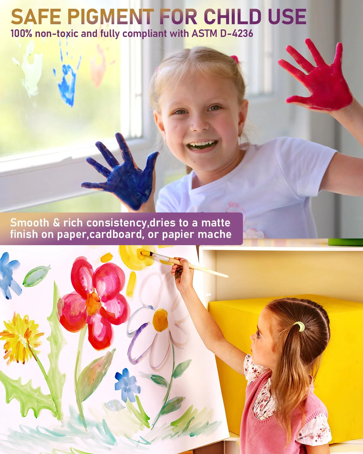 Nicpro 14 Farben X 500 ML abwaschbares Temperafarbe für Kinder, Fingerfarben Ungiftig Acrylfarben Set, Fingermalfarbe für Kunst, Handwerk diy, Poster, Schule, Weihnachten, Party, Klassenzimmer - Image 7