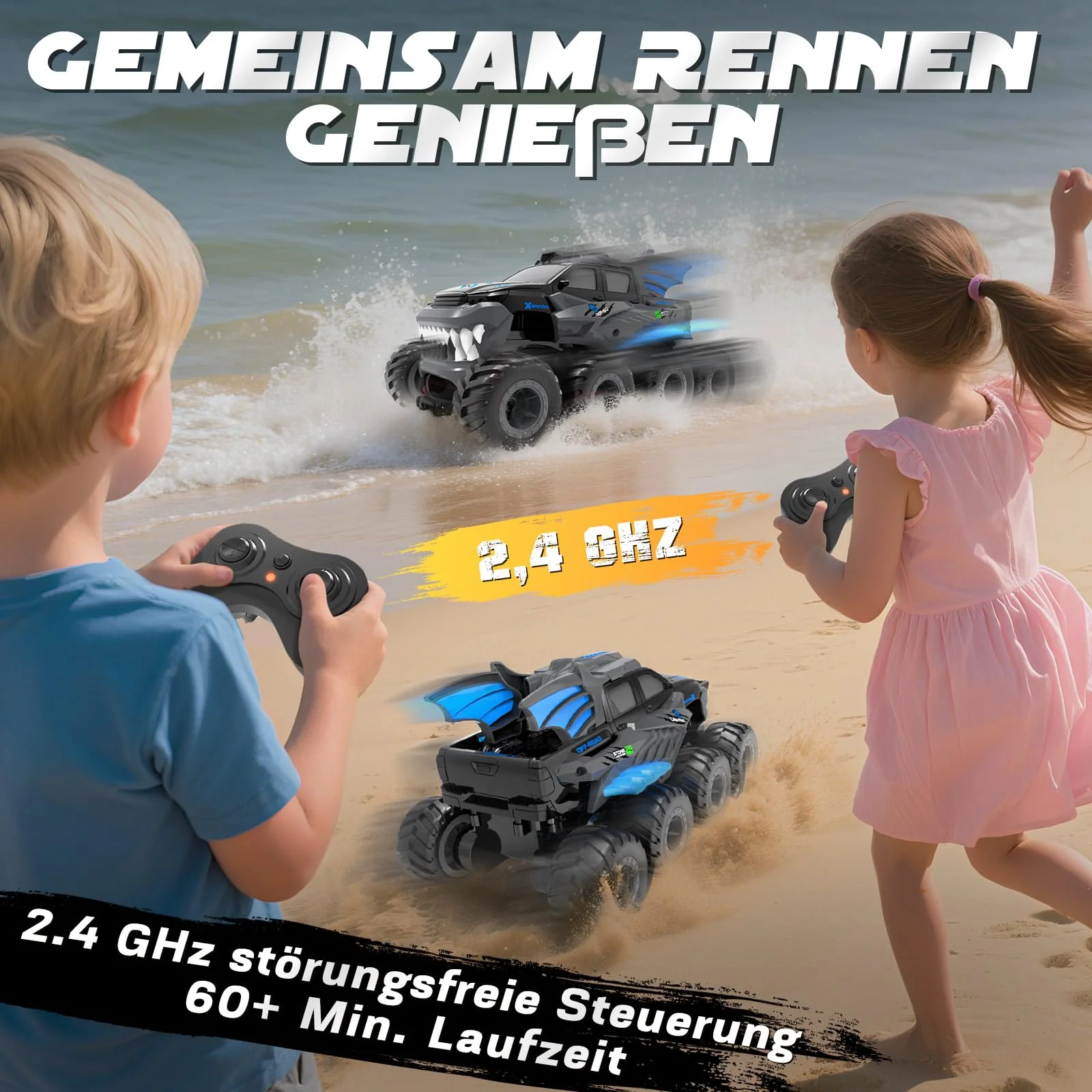 Nigecue 8WD Amphibienfahrzeug Ferngesteuertes Auto ab 3 4 5 6 7 8 9 10 Jahre, Wasserdichtes Amphibisches RC Auto mit Fernsteuerung, Spielzeug Geschenk für Kinder Jungen Mädchen - Image 2