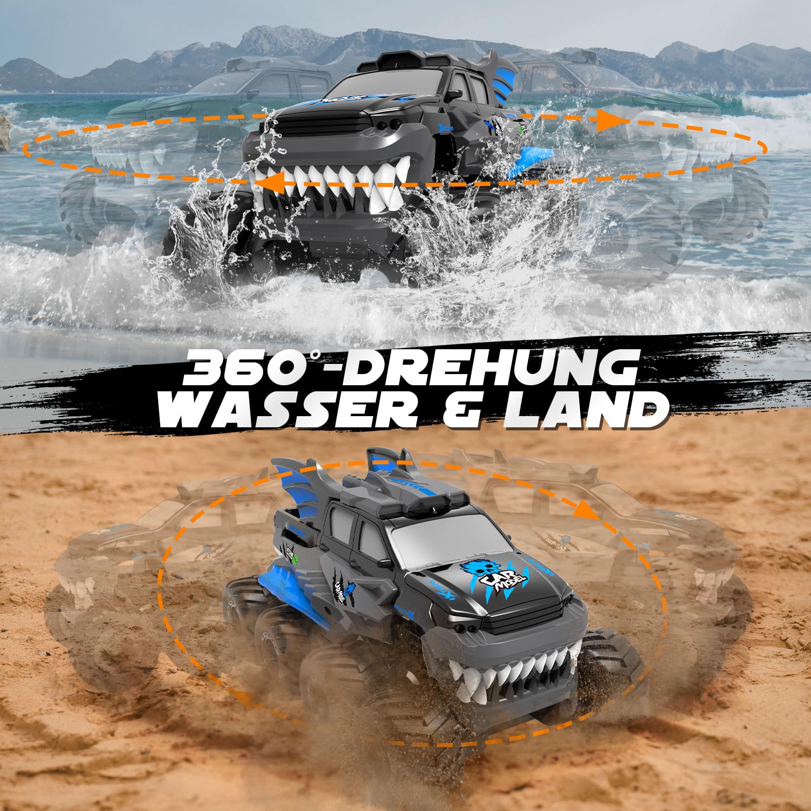Nigecue 8WD Amphibienfahrzeug Ferngesteuertes Auto ab 3 4 5 6 7 8 9 10 Jahre, Wasserdichtes Amphibisches RC Auto mit Fernsteuerung, Spielzeug Geschenk für Kinder Jungen Mädchen - Image 6
