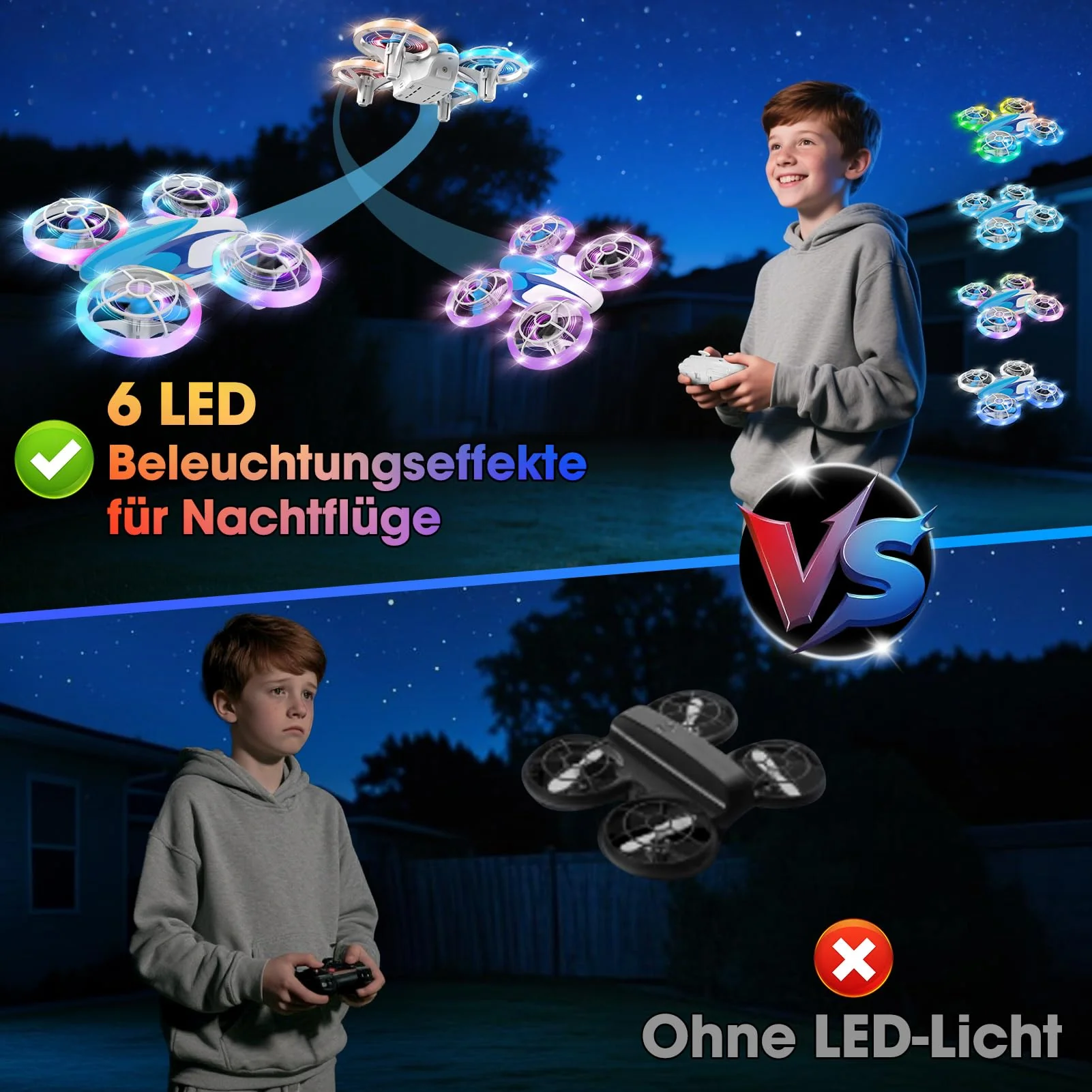 Nigecue Mini Drohne für Kinder Spielzeug ab 6 7 8 9 10+ Jahre, RC Flugzeug Drone mit 3 Akkus, 360°Flips, LED Lichter für Indoor Outdoor, Geschenk für Anfänger Jungen Mädchen - Image 5