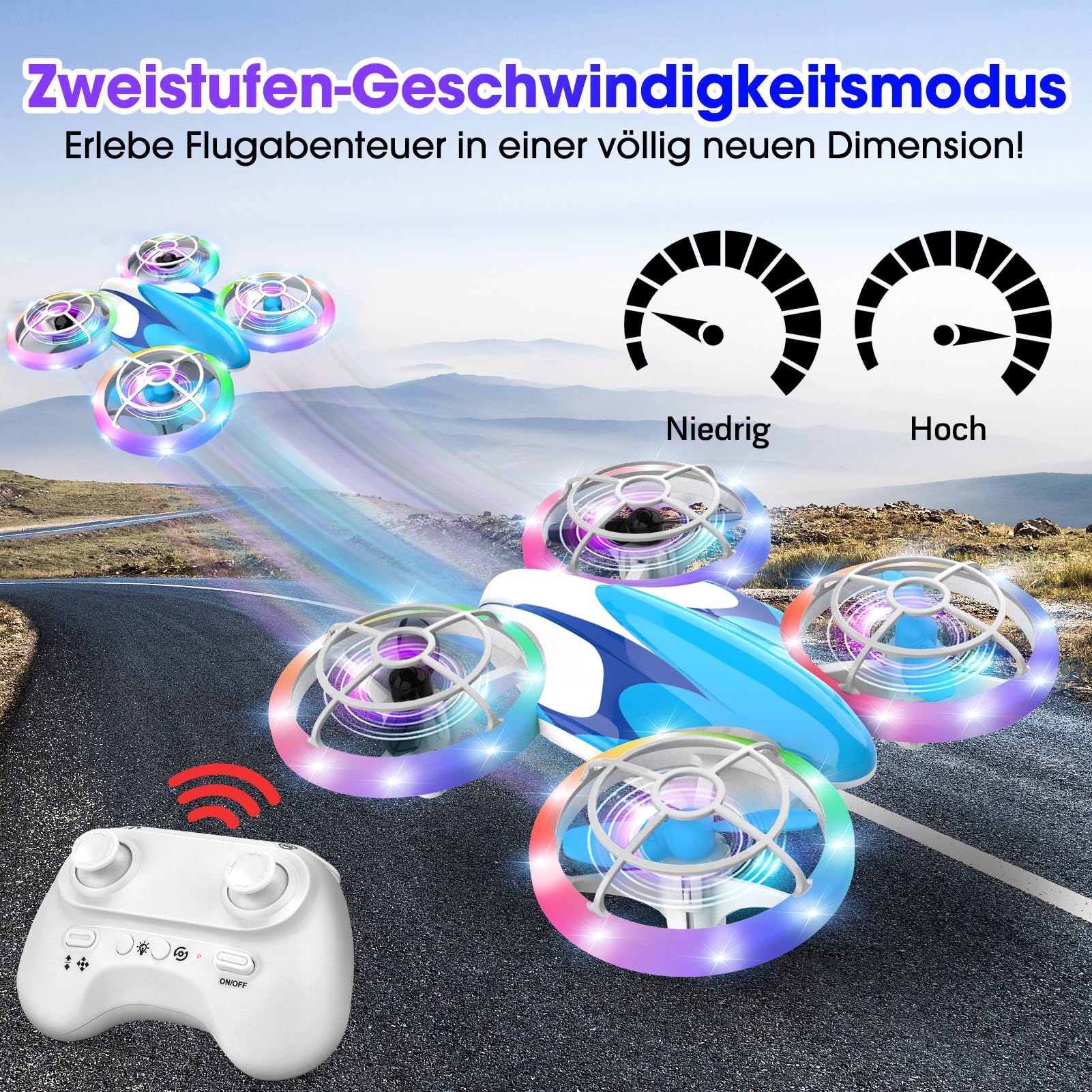 Nigecue Mini Drohne für Kinder Spielzeug ab 6 7 8 9 10+ Jahre, RC Flugzeug Drone mit 3 Akkus, 360°Flips, LED Lichter für Indoor Outdoor, Geschenk für Anfänger Jungen Mädchen - Image 6