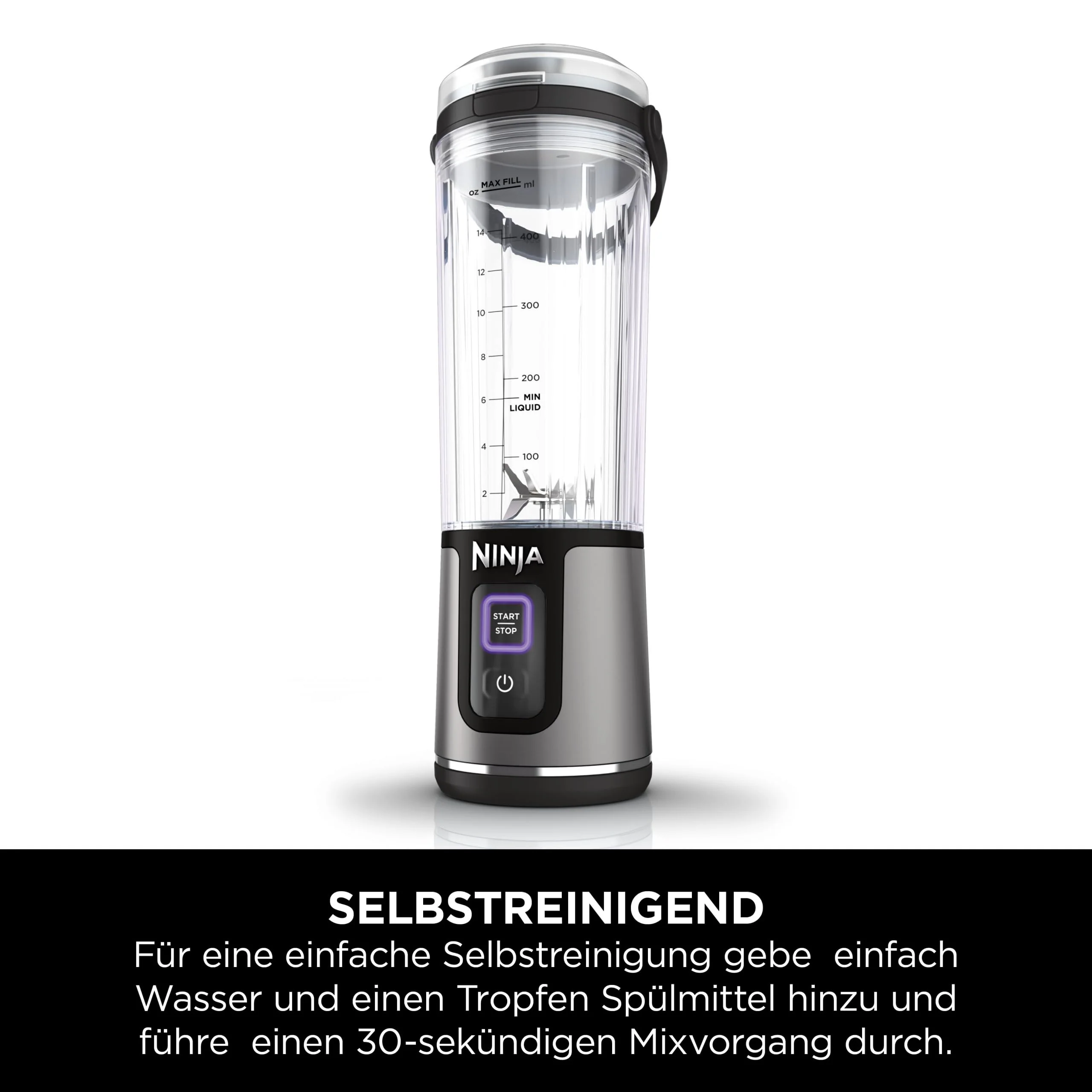 Ninja Blast Tragbarer Mixer / Blender / Smoothie Maker, 530ml Becher, Auslaufsicherer Deckel, Leistungsstarker Mini Standmixer, Kabellos & Wiederaufladbar, Zerkleinert Eis & Obst, Schwarz, BC151EUBK - Image 6