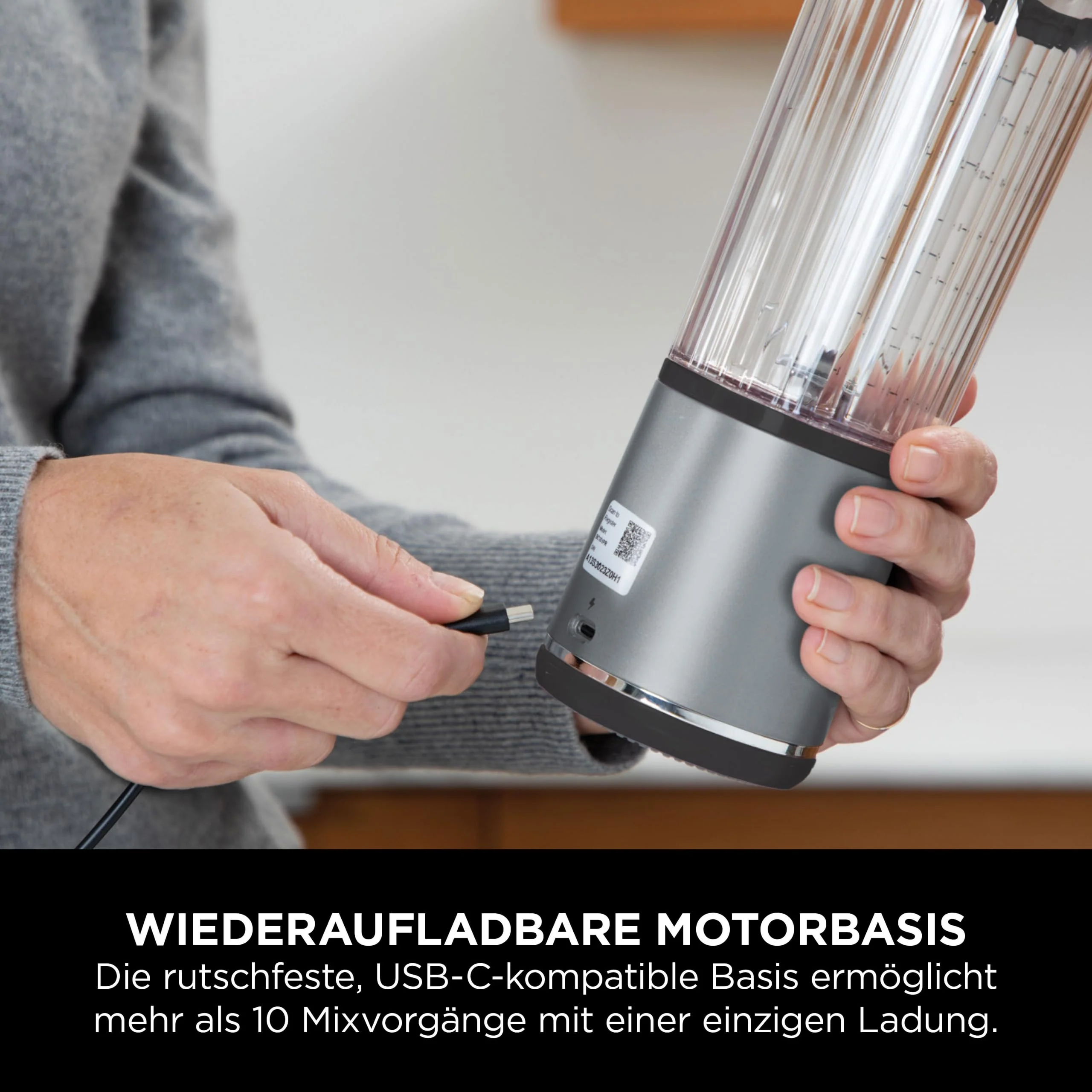 Ninja Blast Tragbarer Mixer / Blender / Smoothie Maker, 530ml Becher, Auslaufsicherer Deckel, Leistungsstarker Mini Standmixer, Kabellos & Wiederaufladbar, Zerkleinert Eis & Obst, Schwarz, BC151EUBK - Image 8