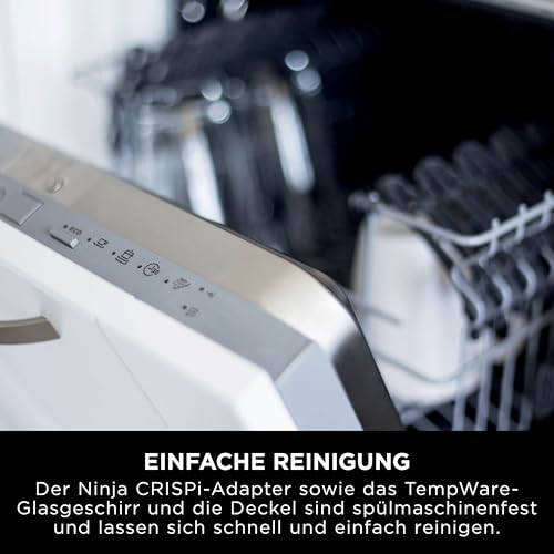 Ninja CRISPi tragbare Airfryer Heißluftfritteuse, 3,8 l, 4-in-1: Heißluftfrittieren, Braten, Warmhalten, Recrisp, 6 Portionen, 2x herausnehmbare Glasbehälter & Deckel, 1700 W, Stone Gold FN101EUSTGD - Image 4