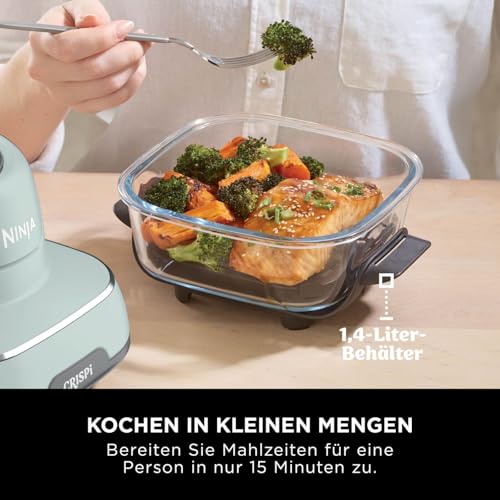 Ninja CRISPi tragbare Airfryer Heißluftfritteuse, 3,8 l, 4-in-1: Heißluftfrittieren, Braten, Warmhalten, Recrisp, kompakt, 6 Portionen, 2x herausnehmbare Glasbehälter & Deckel, 1700 W, Sage FN101EUSG - Image 6