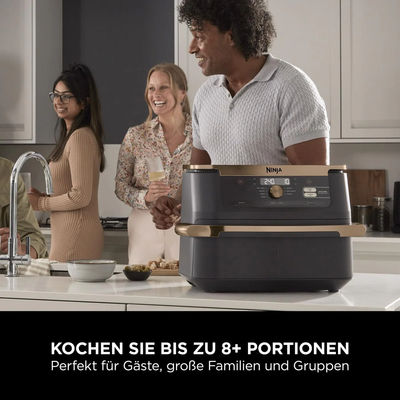 Ninja Foodi FlexDrawer Dual Zone Heißluftfritteuse, Digitale Air fryer mit 10,4-Fach und herausnehmbarem Trenner, Antihaftbeschichtung, spülmaschinenfester Korb, 7-in-1, Schwarz & Kupfer, AF500EUCP - Image 19