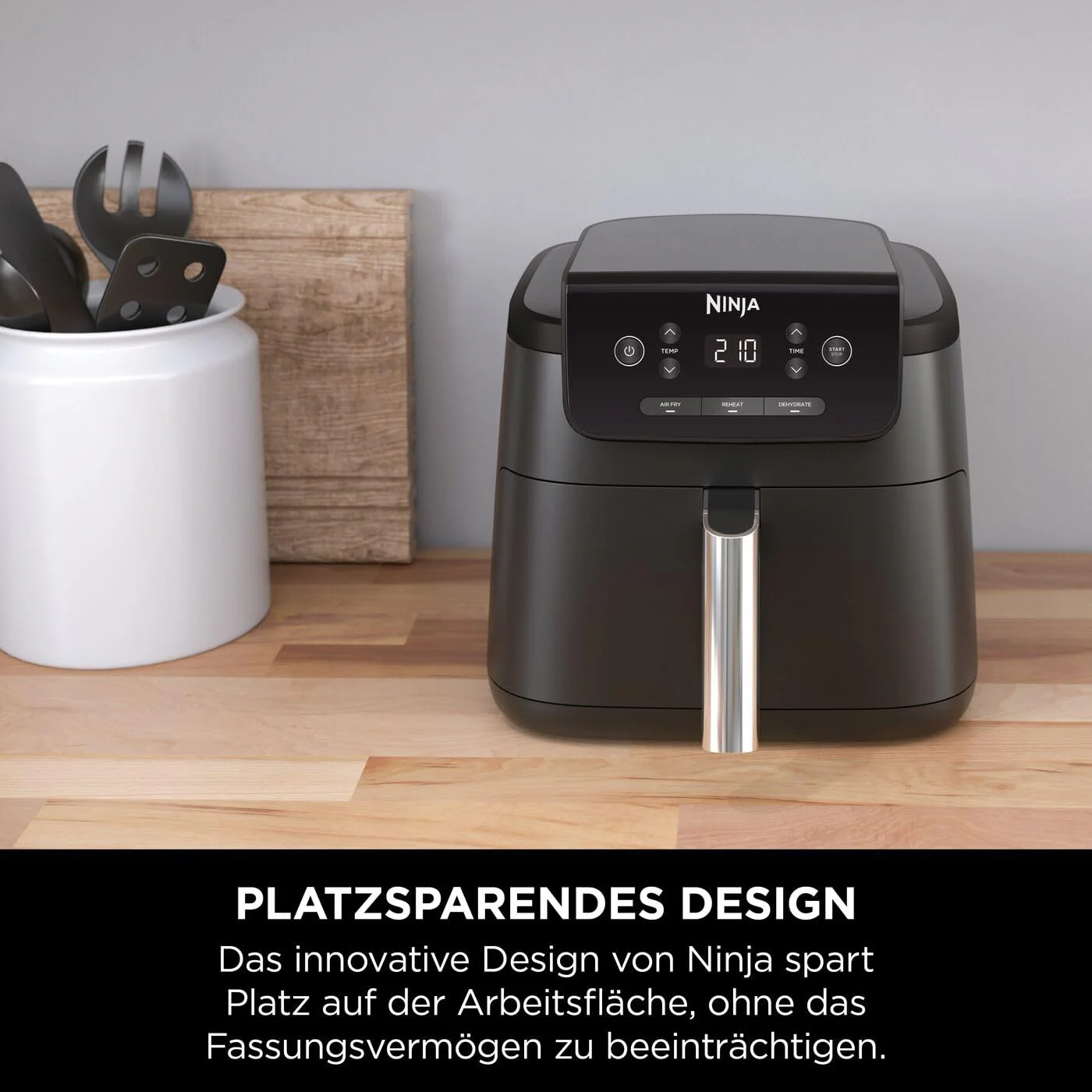 Ninja Luftfritteuse 4,7L 3in1 Luftfritteuse Fritteuse Heißluftfritteuse Heißluftfritteuse 1-2 Portionen Digital Tiefkühlfach Antihaft-Fritteuse Frittierkorb 2000W Schwarz AF110EU - Image 6