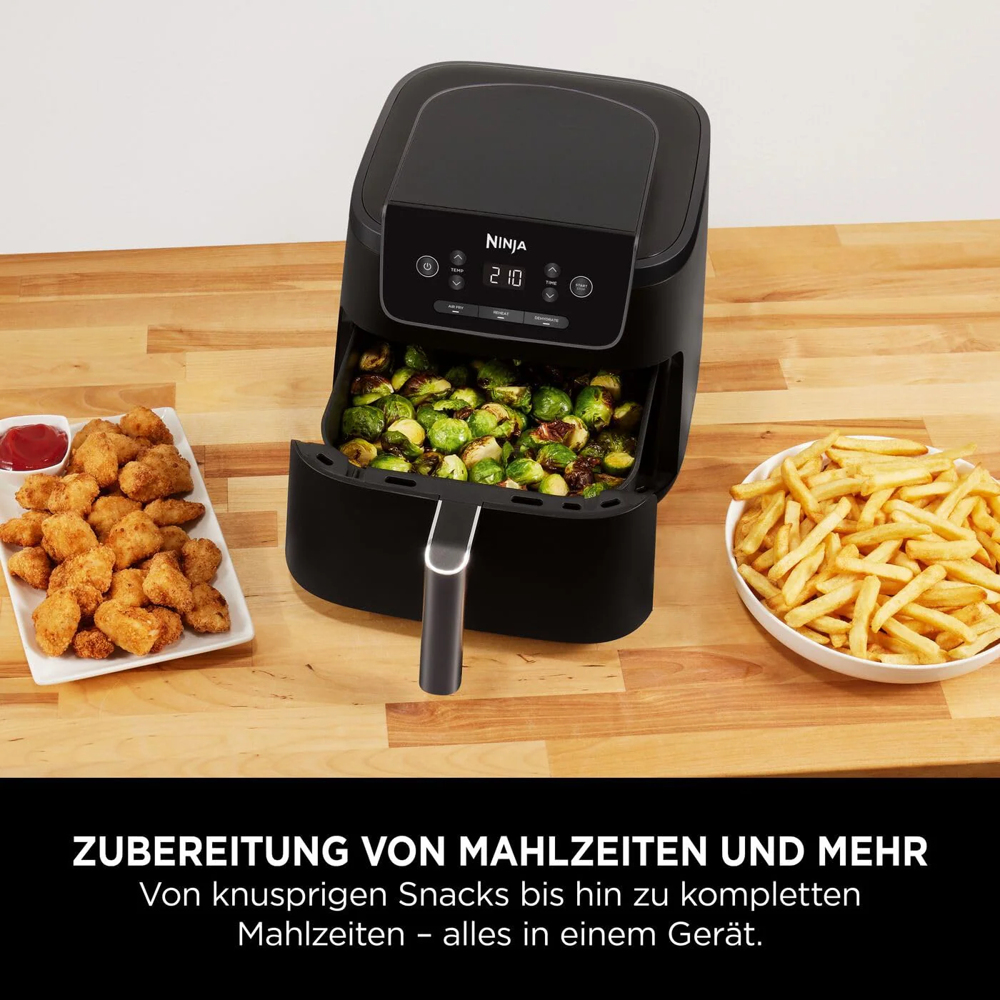 Ninja Luftfritteuse 4,7L 3in1 Luftfritteuse Fritteuse Heißluftfritteuse Heißluftfritteuse 1-2 Portionen Digital Tiefkühlfach Antihaft-Fritteuse Frittierkorb 2000W Schwarz AF110EU - Image 8