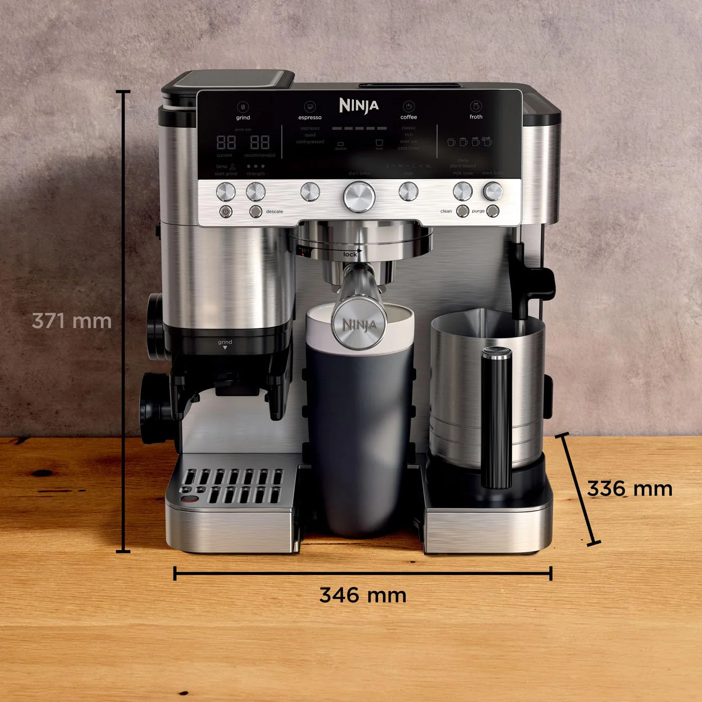 Ninja Luxe Premier 3-in-1-Kaffeemaschine mit Mahlwerk und Aufschäumer für Latte, Cappuccino, Cold Brew & Espresso, einfache Handhabung, 4 Voreinstellungen zum Aufschäumen, Silber, ES601EU - Image 3