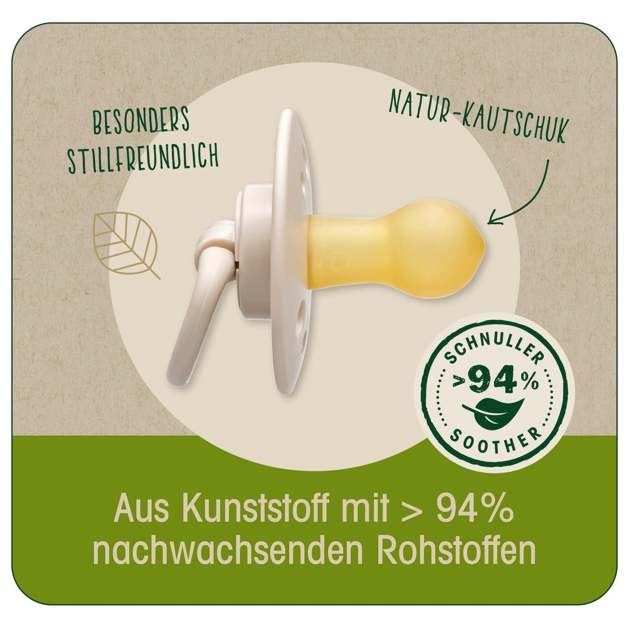 nip Cherry Schnuller, flacher Sauger in Kirschform aus Naturkautschuk, stillfreundlich, BPA-frei, nachhaltig, 0-6 Monate, 4 St., hellgrün/grün/beige - Image 6