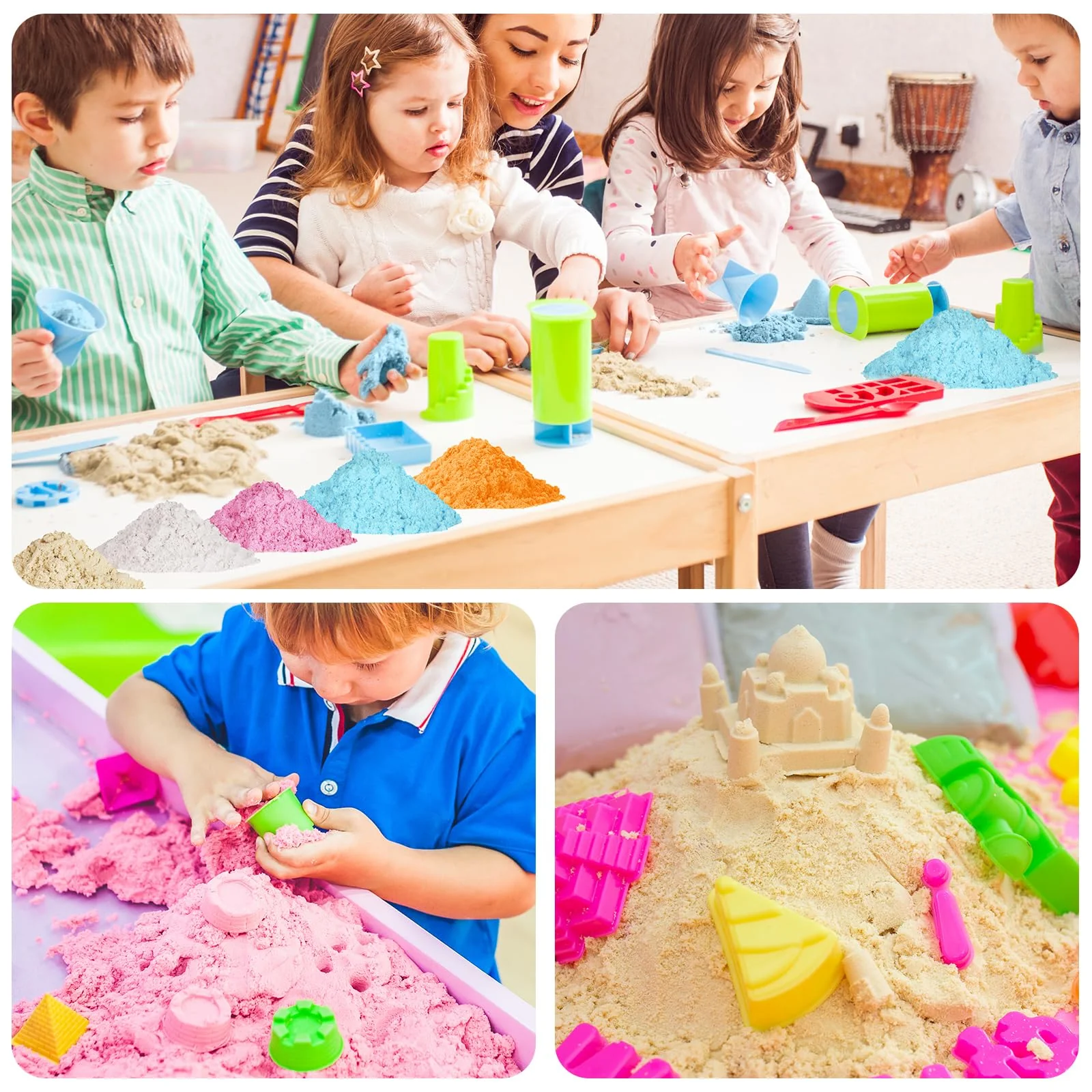 NiToy 1kg Magic Sand für Kinder, Nachfüllpackung für sensorisches Sandkastenspielzeug, ideal für kreatives Indoor-Sandspiel (Originalfarbe) - Image 4