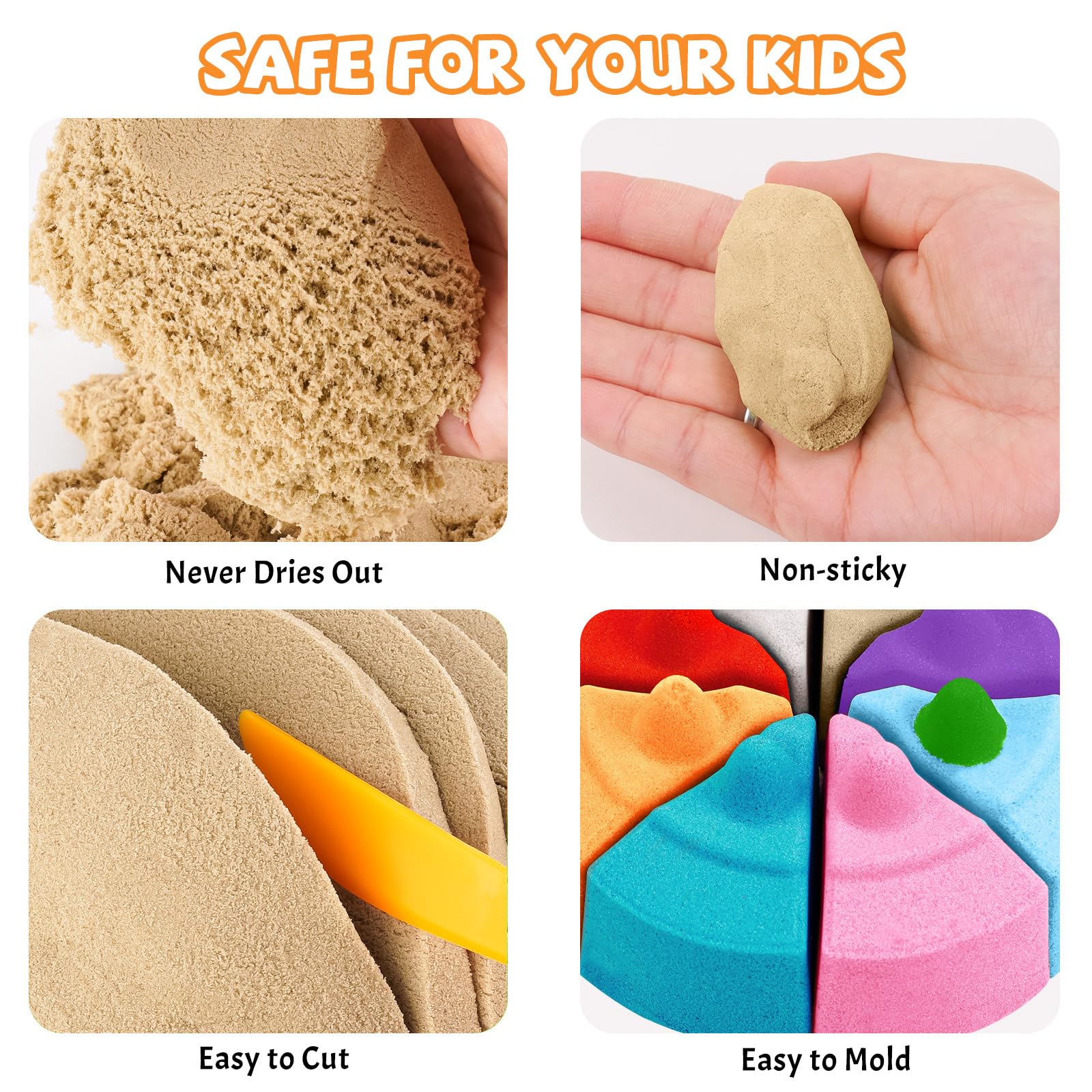 NiToy 1kg Magic Sand für Kinder, Nachfüllpackung für sensorisches Sandkastenspielzeug, ideal für kreatives Indoor-Sandspiel (Originalfarbe) - Image 7