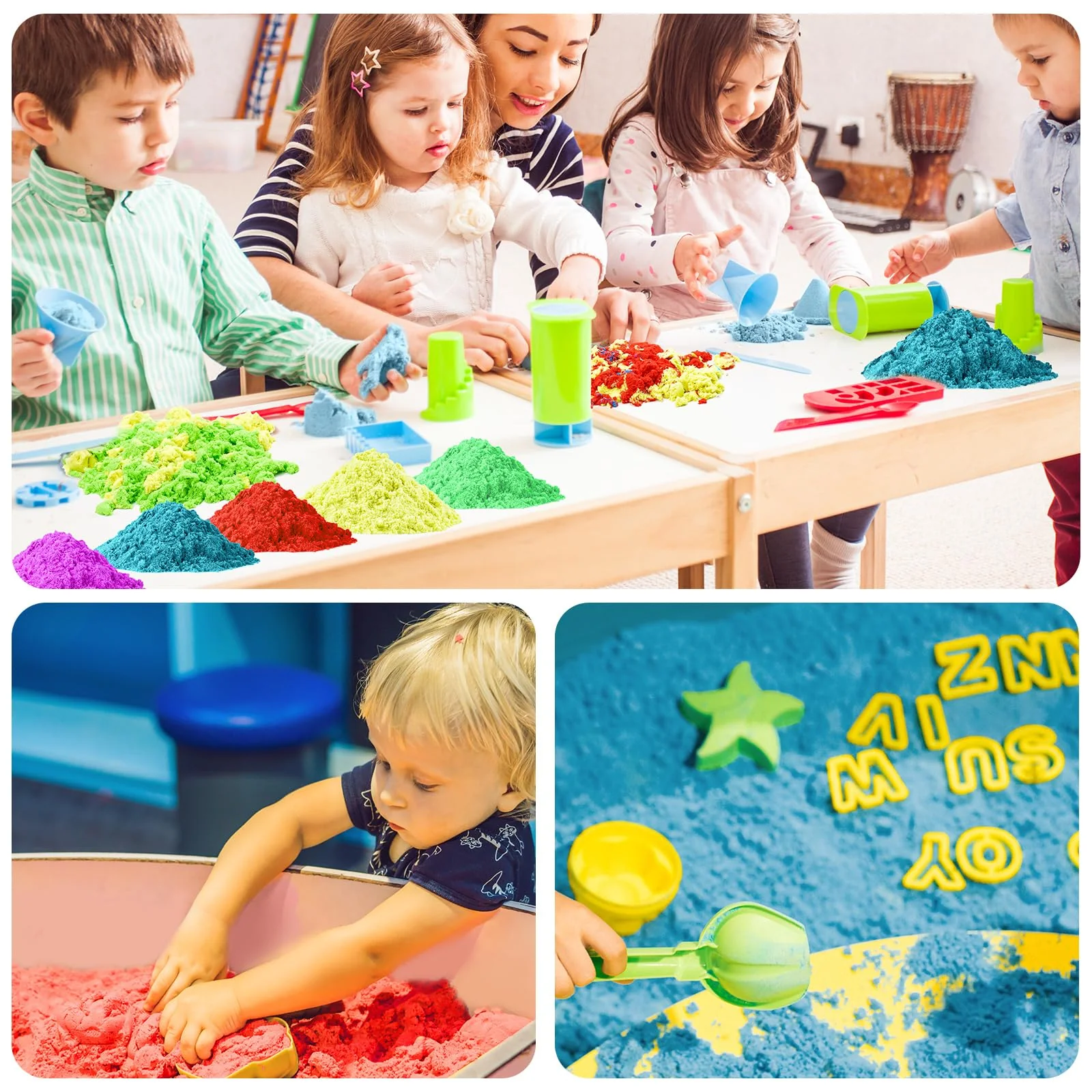 NiToy 5 kg Magic Sand Set 5 Farben für Kinder, Sensorisch Sandspielzeug Zaubersand Geschenk, ideal für kreatives Indoor-Sandspiel, ab 3 Jahren - Image 4