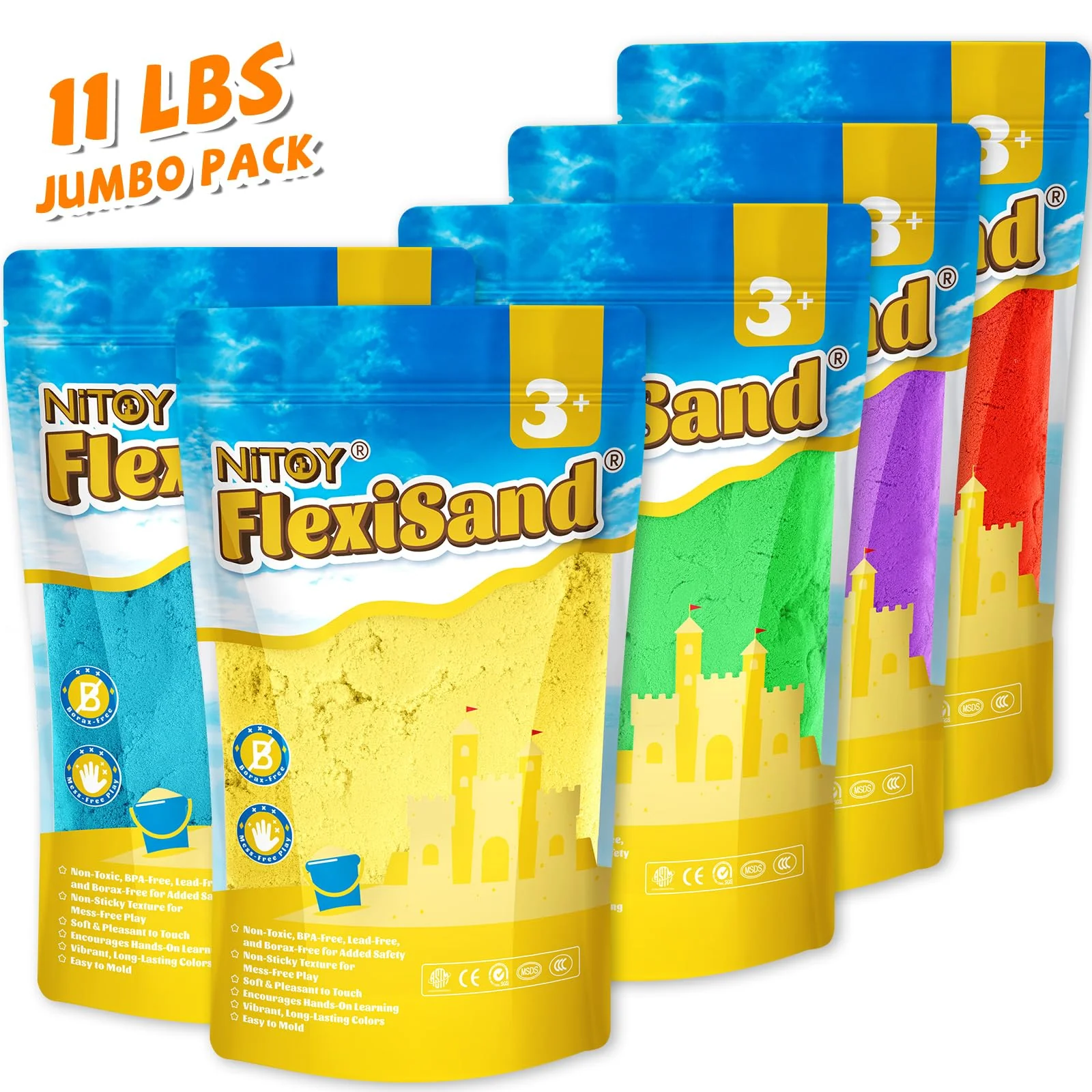 NiToy 5 kg Magic Sand Set 5 Farben für Kinder, Sensorisch Sandspielzeug Zaubersand Geschenk, ideal für kreatives Indoor-Sandspiel, ab 3 Jahren - Image 5