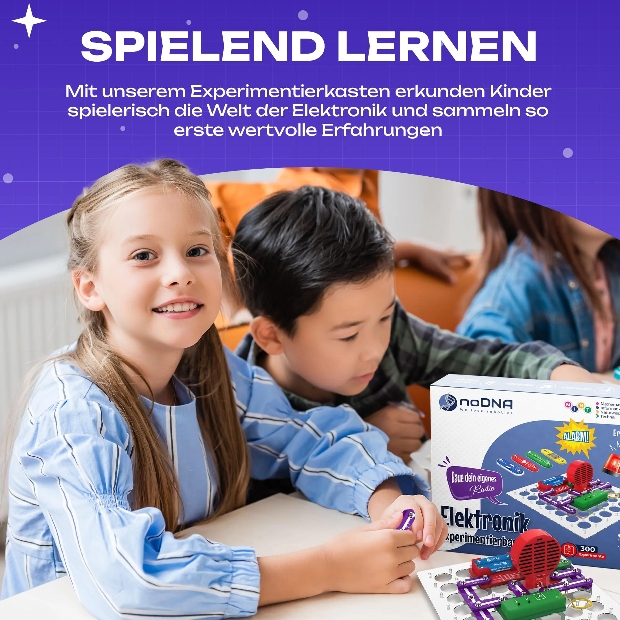 noDNA Elektronik Baukasten Kinder - 300 spannende Experimente für Kinder ab 8 Jahren, Elektro Experimentierkasten ab 8 Jahre inkl. Lernquiz & bebildeter Anleitung – Elektrobaukasten - Image 5