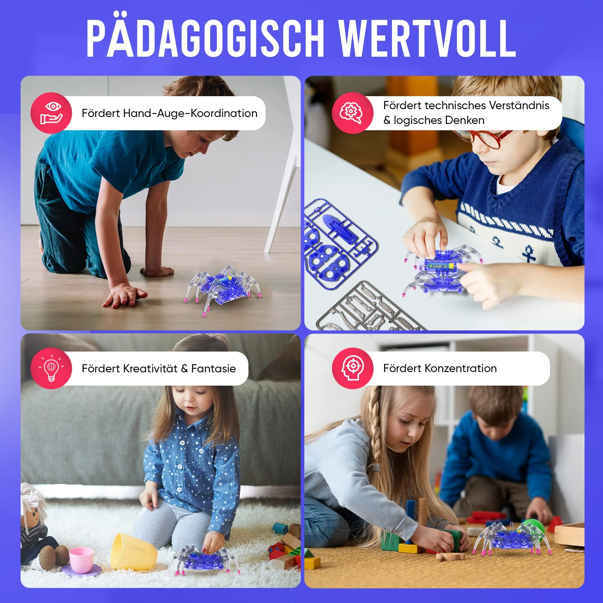 noDNA Roboter Kinder Spinnen Roboter zum selbst zusammenbauen - Experimente für Kinder ab 8 Jahren - Roboter Junge Roboter Spielzeug Roboter Spinne Spielzeug ab 8 Jahre - Image 7