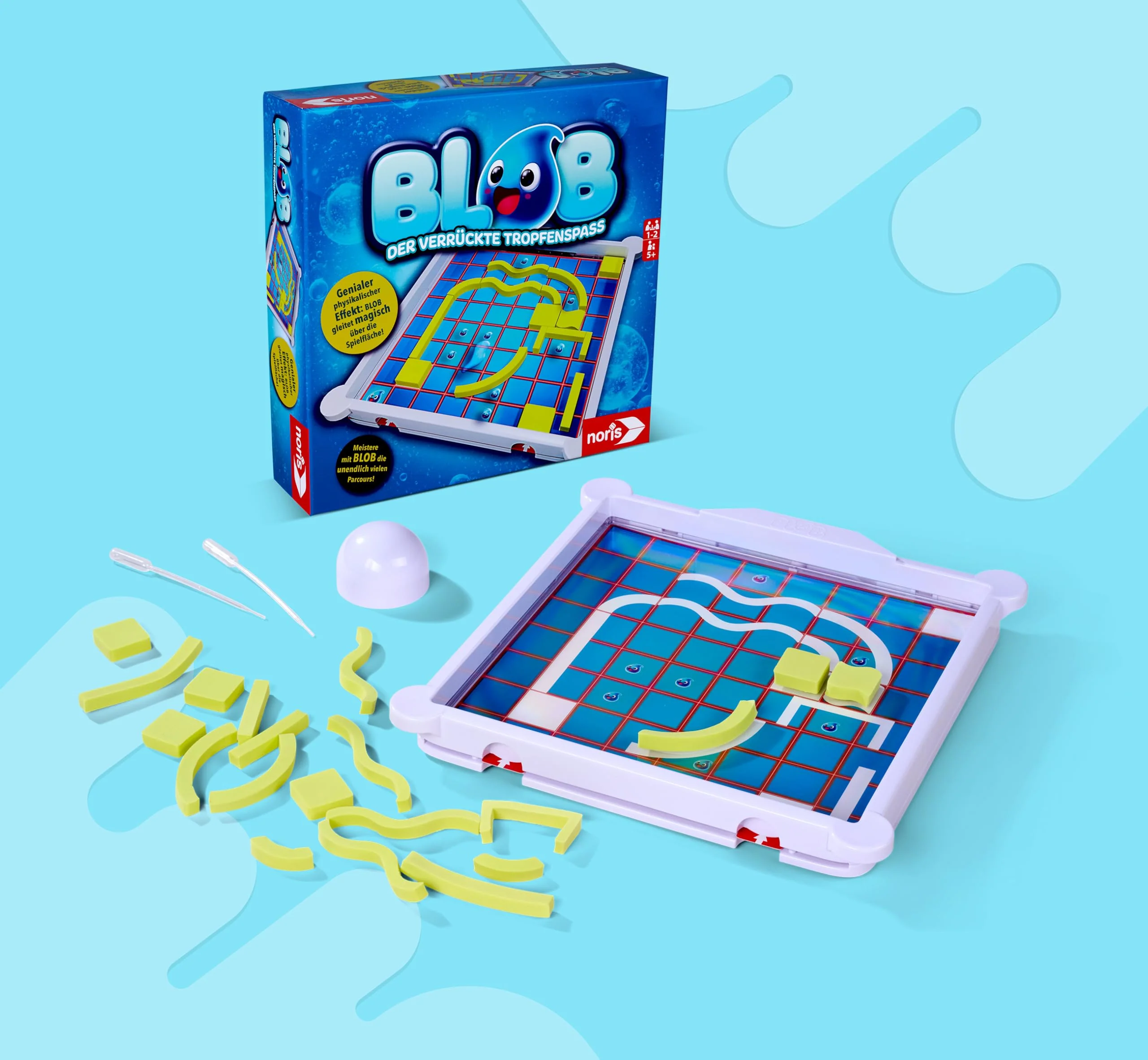 Noris 606064711 - Blob - Der verrückte Tropfenspaß (Spiel ab 5 Jahre) - innovatives Geschicklichkeitsspiel mit Wow-Effekt für Kinder, Labyrinth mit endlosen Herausforderungen, 1-2 Spieler - Image 3