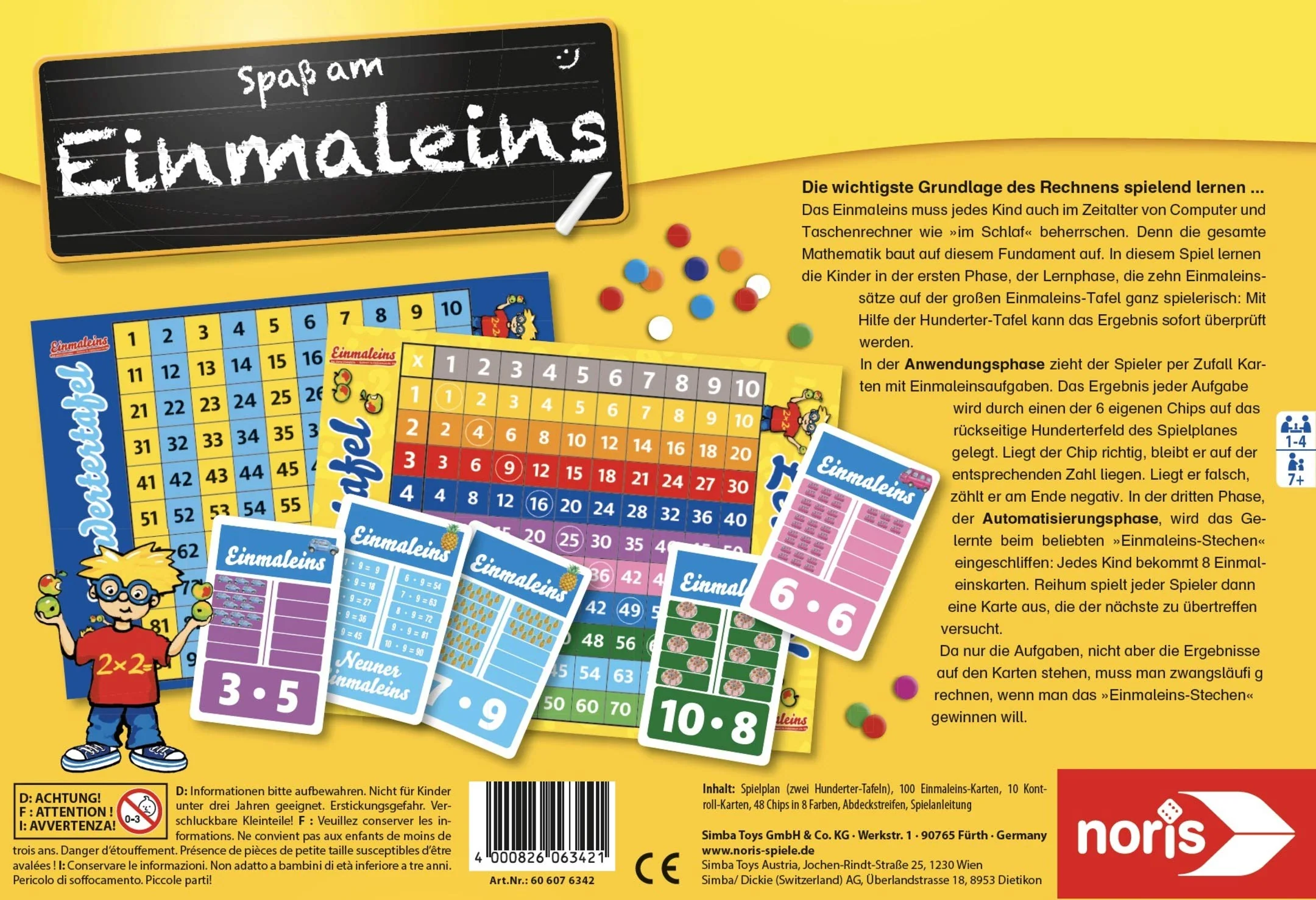 Noris 606076342 - Spaß am Lernen, Kinder Lernspiel zum Einmaleins Lernen für die 1. und 2. Klasse, 1-4 Spieler, ab 7 Jahren - Image 6