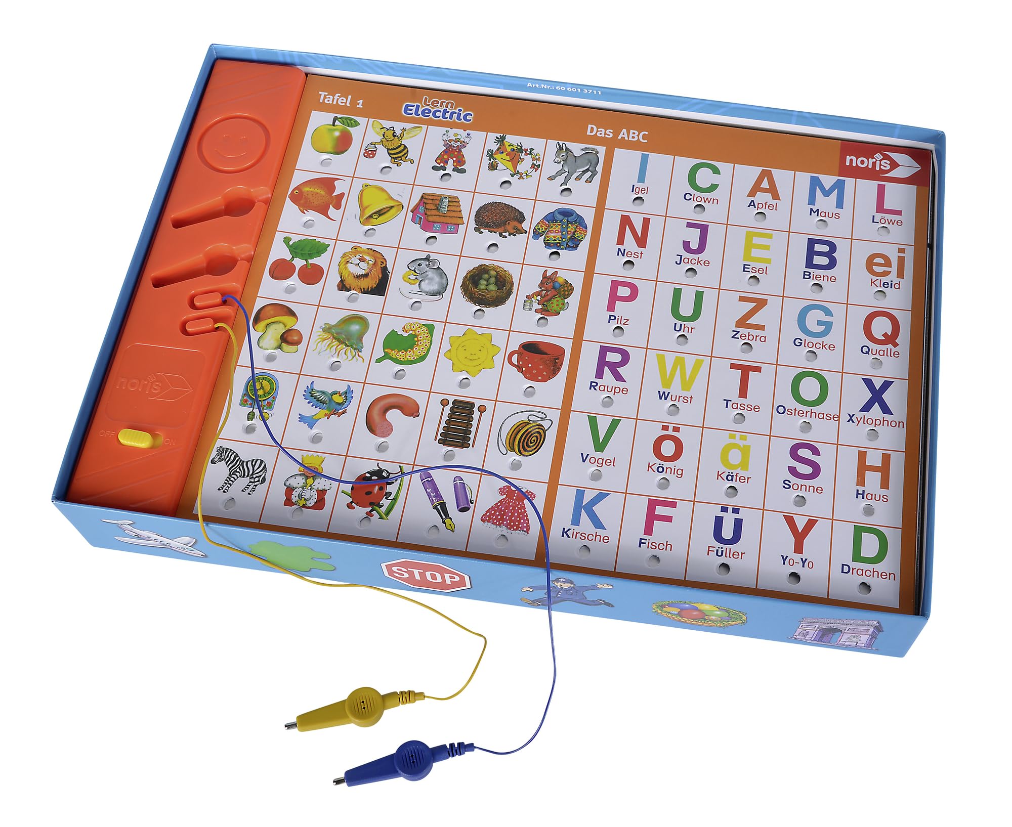 noris Lern Electric Lernspiel – Zuordnungsspiel mit Lichtsignal bei richtiger Antwort, 12 Bildtafeln, Batterie betrieben – pädagogisches Spielzeug Kinder ab 6 Jahren - Image 3