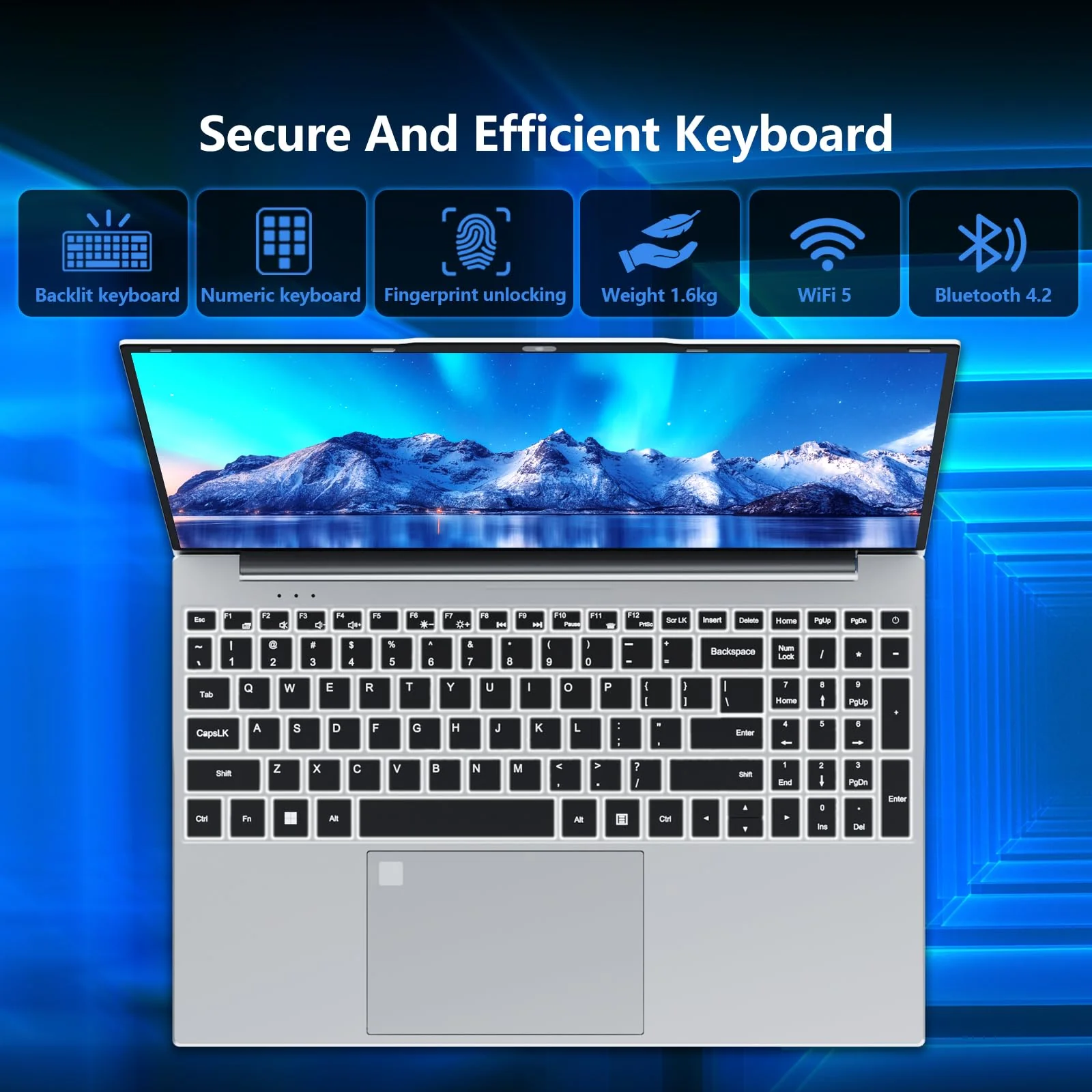 Notebook PC 15,6 Zoll, Notebook 24GB RAM 512GB SSD Prozessor N5095 UHD Grafik, FHD 1920 * 1080 mit WiFi 5/USB 3.0/Ziffernblock/Tastatur mit Hintergrundbeleuchtung/Touch ID Laptop - Image 3