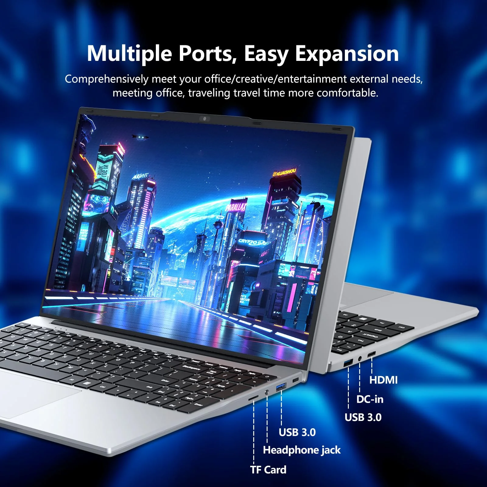 Notebook PC 15,6 Zoll, Notebook 24GB RAM 512GB SSD Prozessor N5095 UHD Grafik, FHD 1920 * 1080 mit WiFi 5/USB 3.0/Ziffernblock/Tastatur mit Hintergrundbeleuchtung/Touch ID Laptop - Image 5