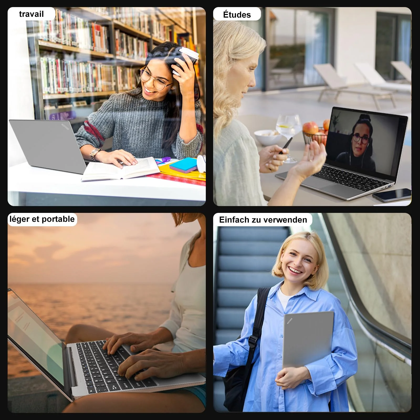 NOTODD 2025 Laptop 14 Zoll Win 11 Pro 6GB RAM 256GB SSD Unterstützung 1TB (TF 1TB) Notebook Celeron N4020 (bis2.8GHz) 5000mAh 1920x1080p WiFi Deutscher Tastaturschutz und kabellose Maus-Grey - Image 2