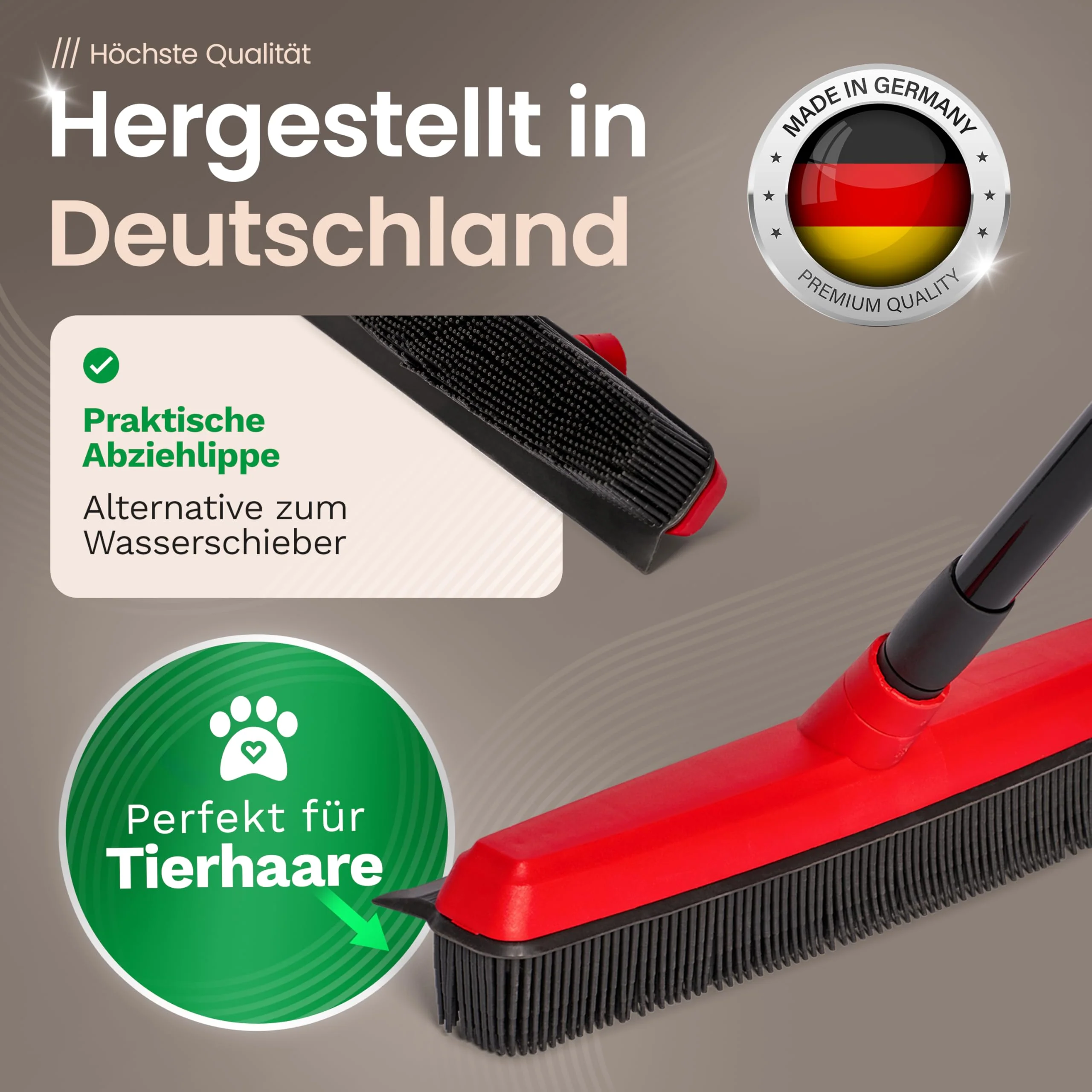 Novaliv Gummibesen mit Teleskopstiel & Kehrgarnitur Friseurbesen Set Gummi Noppenbesen Hundehaarentferner Broom Parkett Besen für Drinnen Teppichbesen Bodenabzieher Haushaltsbesen Wunderbesen - Image 7