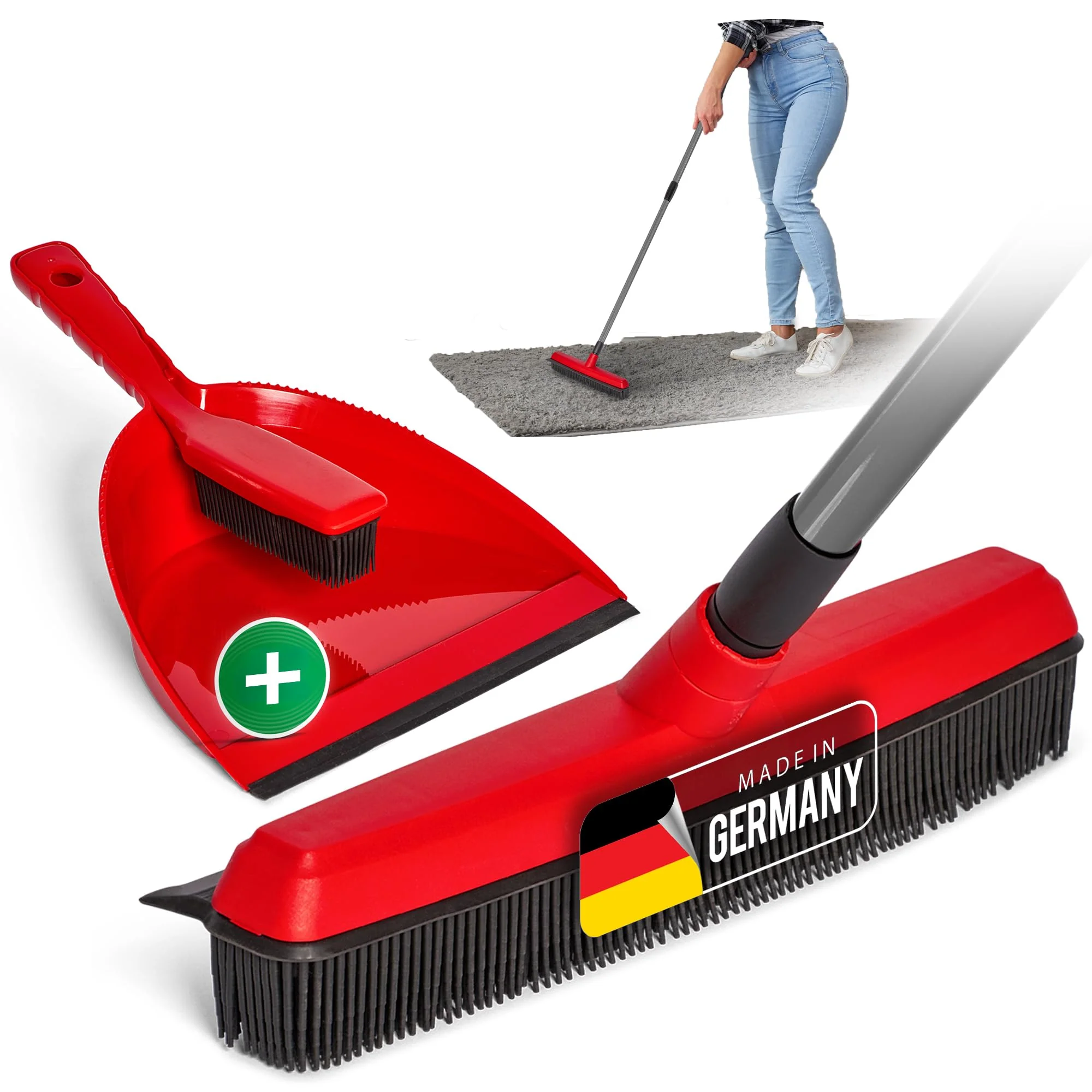 Novaliv Gummibesen mit Teleskopstiel & Kehrgarnitur Friseurbesen Set Gummi Noppenbesen Hundehaarentferner Broom Parkett Besen für Drinnen Teppichbesen Bodenabzieher Haushaltsbesen Wunderbesen - Image 8