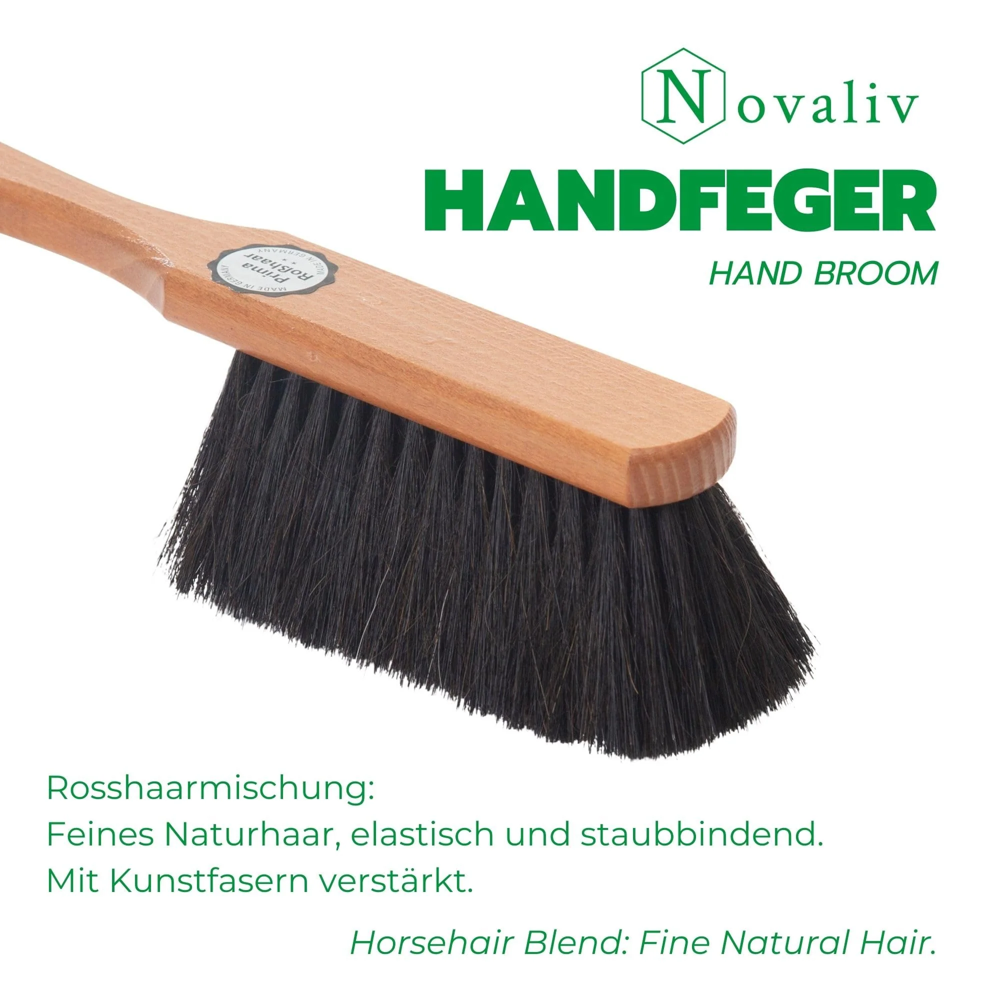 Novaliv Handfeger ROSSHAAR Mischung Besen weiche Borsten - Schrankbesen Gemischtes Rosshaar Handfeger Auto Besenbürste - Idealer Schneebesen Auto Rosshaarbesen Mix Naturborsten Hand Brush Handkehrer - Image 2