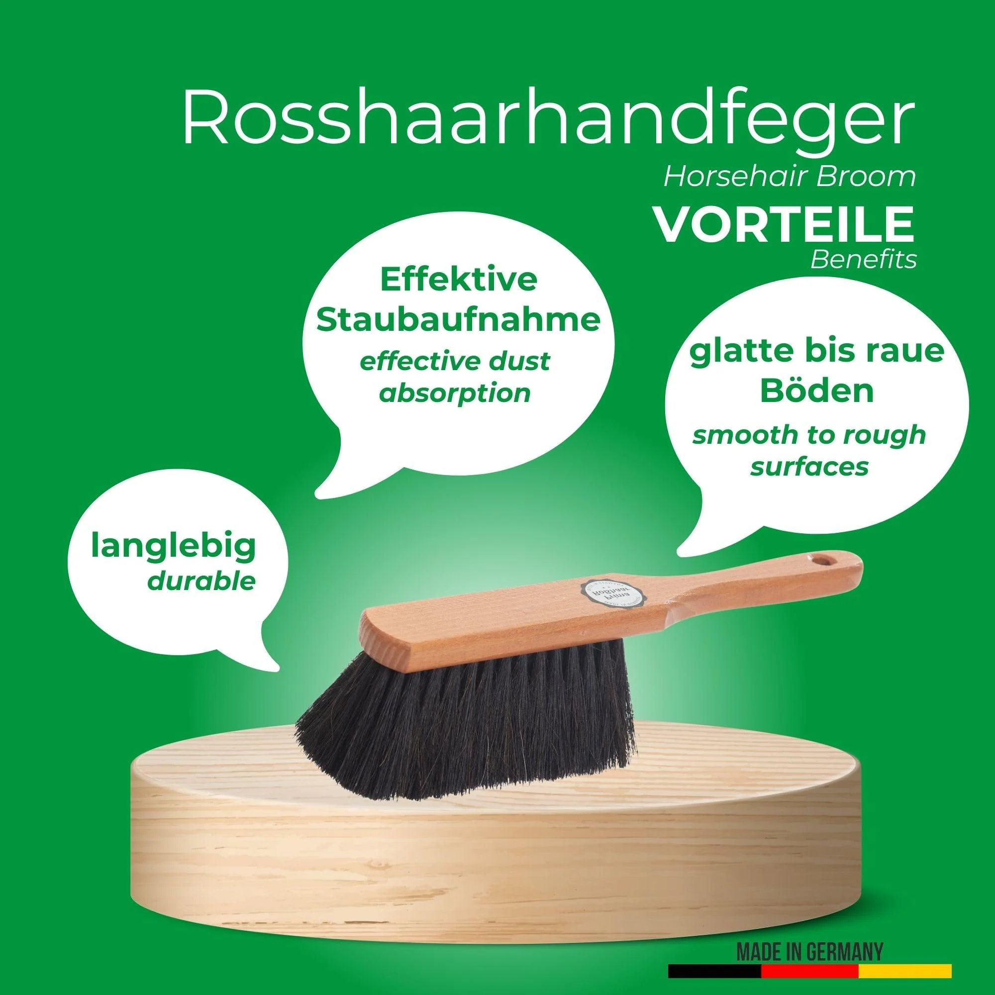 Novaliv Handfeger ROSSHAAR Mischung Besen weiche Borsten - Schrankbesen Gemischtes Rosshaar Handfeger Auto Besenbürste - Idealer Schneebesen Auto Rosshaarbesen Mix Naturborsten Hand Brush Handkehrer - Image 3