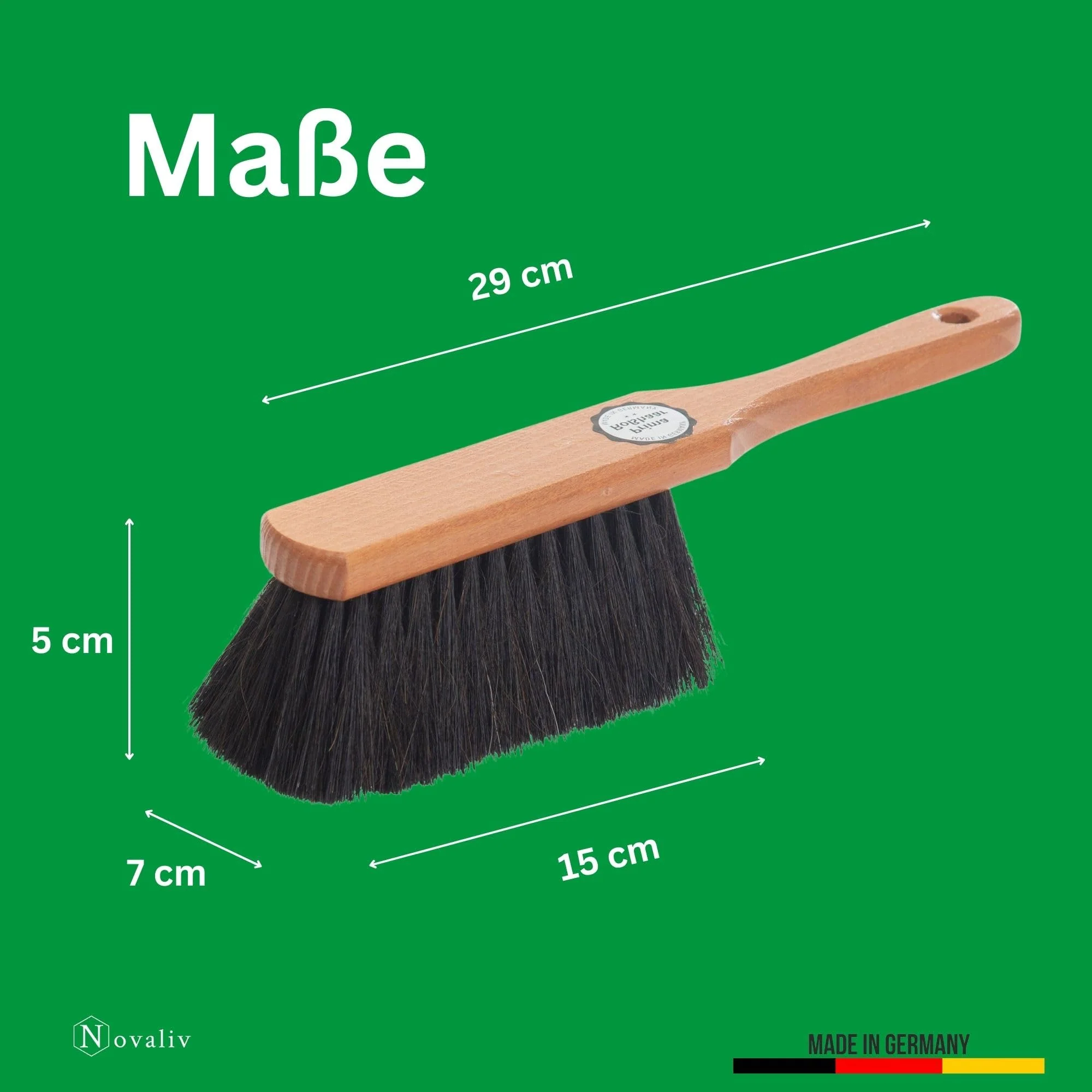 Novaliv Handfeger ROSSHAAR Mischung Besen weiche Borsten - Schrankbesen Gemischtes Rosshaar Handfeger Auto Besenbürste - Idealer Schneebesen Auto Rosshaarbesen Mix Naturborsten Hand Brush Handkehrer - Image 4