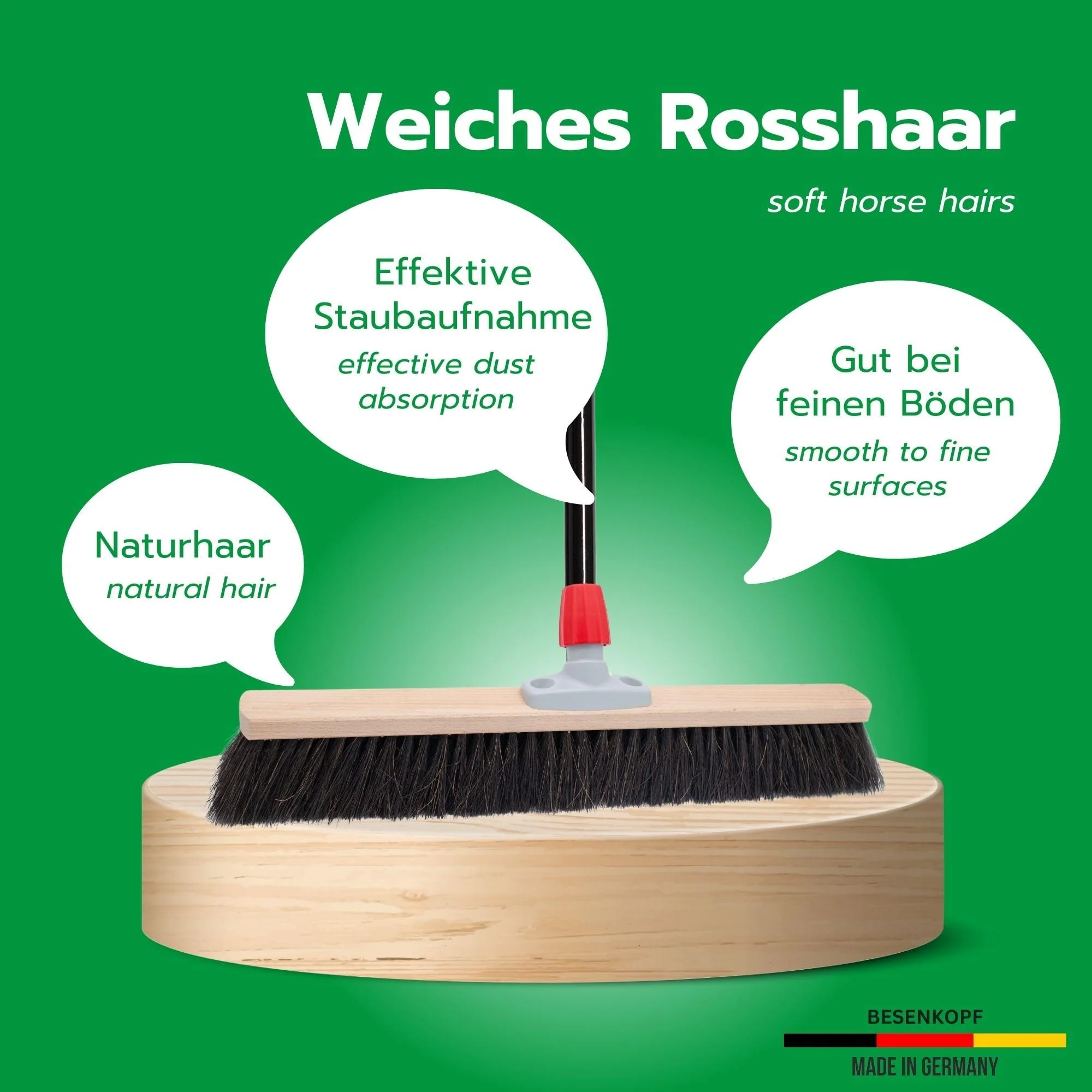 Novaliv Saalbesen 40 cm mit Stiel Borsten Rosshaarbesen Besen fein mit stiel Ideal als Werkstattbesen Hallenbesen Industriebesen Hausbesen Naturhaarbesen Zimmerbesen Haarbesen Stubenbesen Besen weich - Image 7