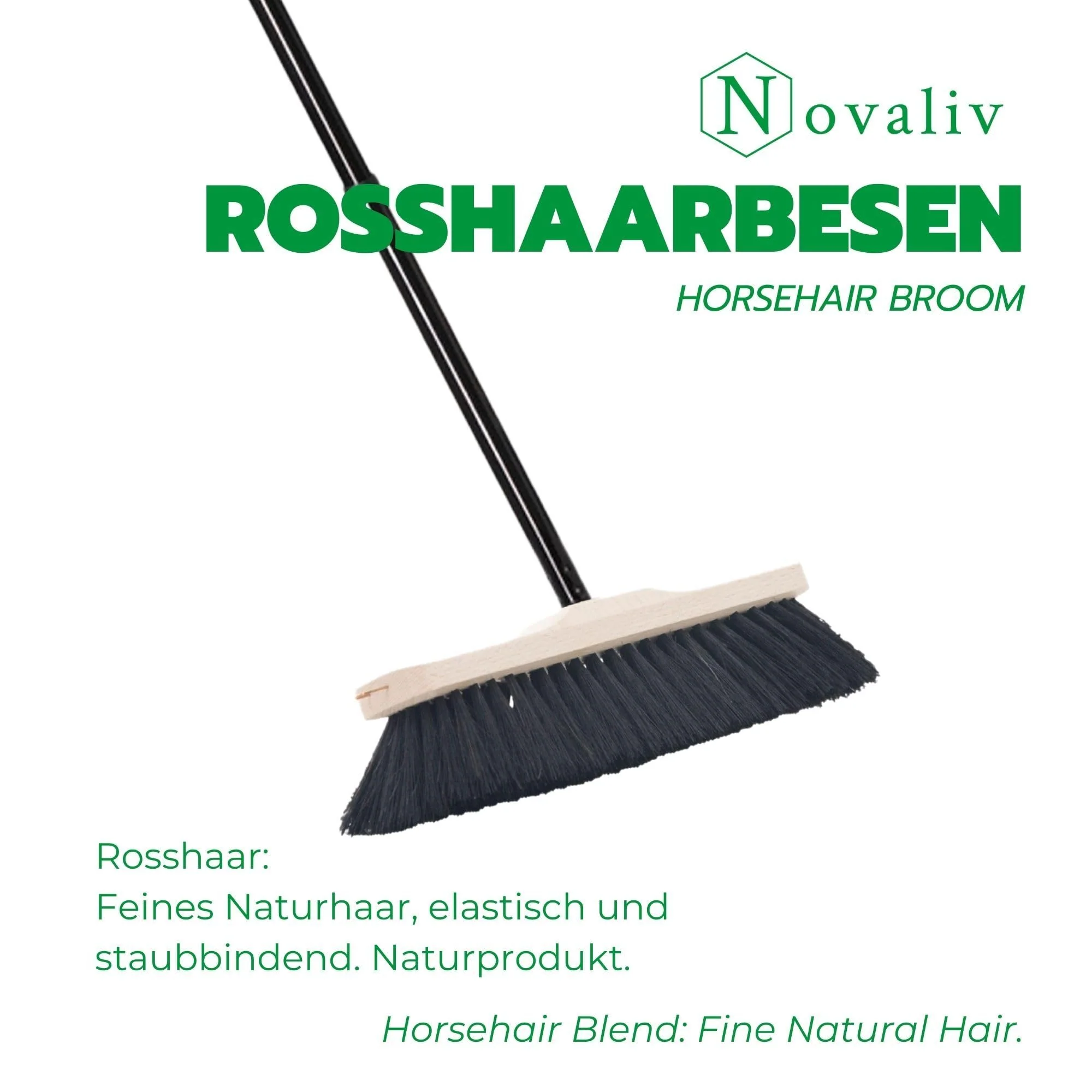 Novaliv Zimmerbesen mit Stiel stabil ECHTES ROSSHAAR Besen weiche Borsten Schrankbesen 4 TLG Steckstiel Gemischter Rosshaarbesen Besen für Laminat und Parkett Rosshaarbesen Naturborsten Stubenbesen - Image 5