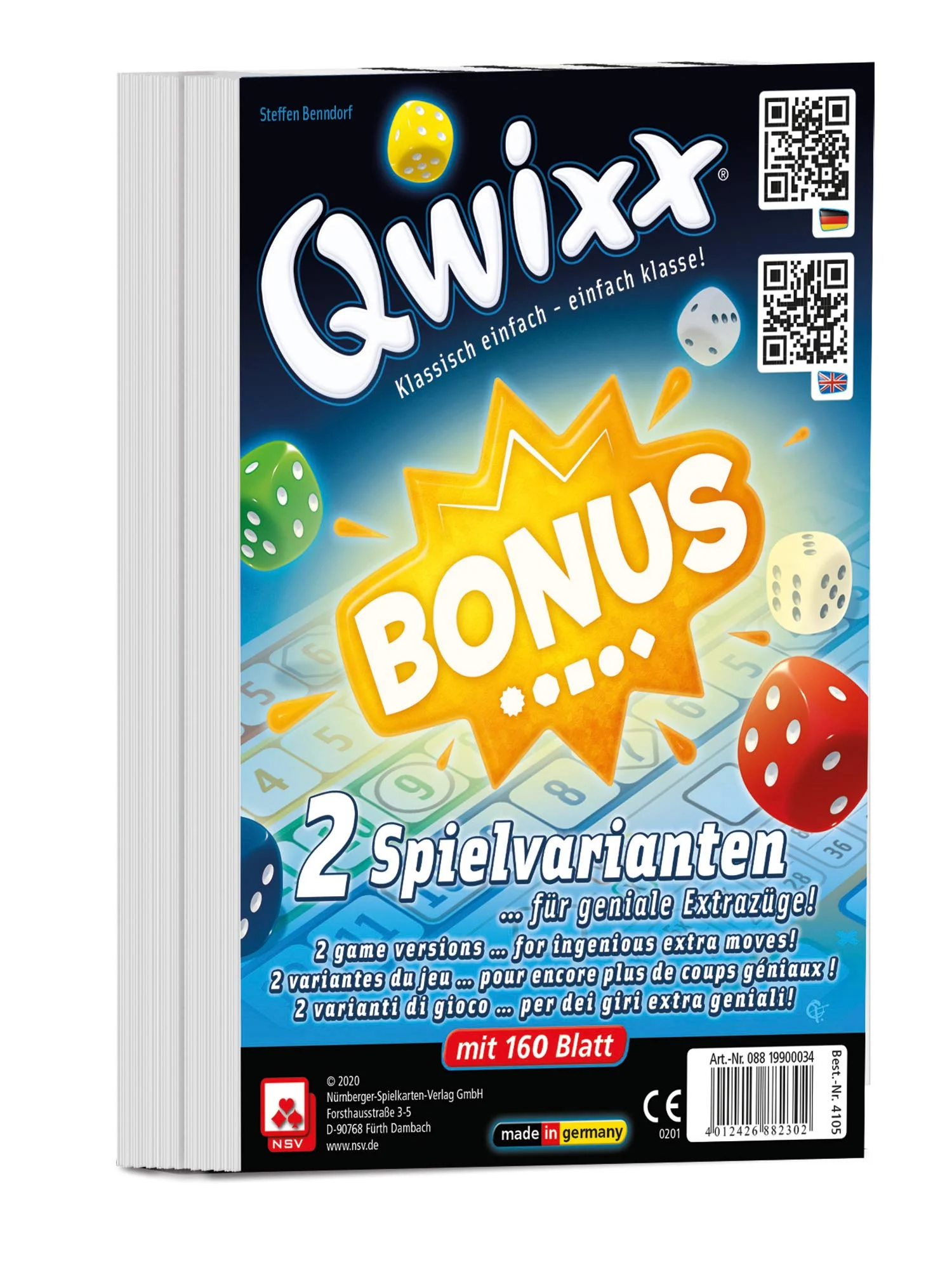 NSV - 4105 - QWIXX - Bonus - International - Zusatzblöcke 2er Set - Würfelspiel