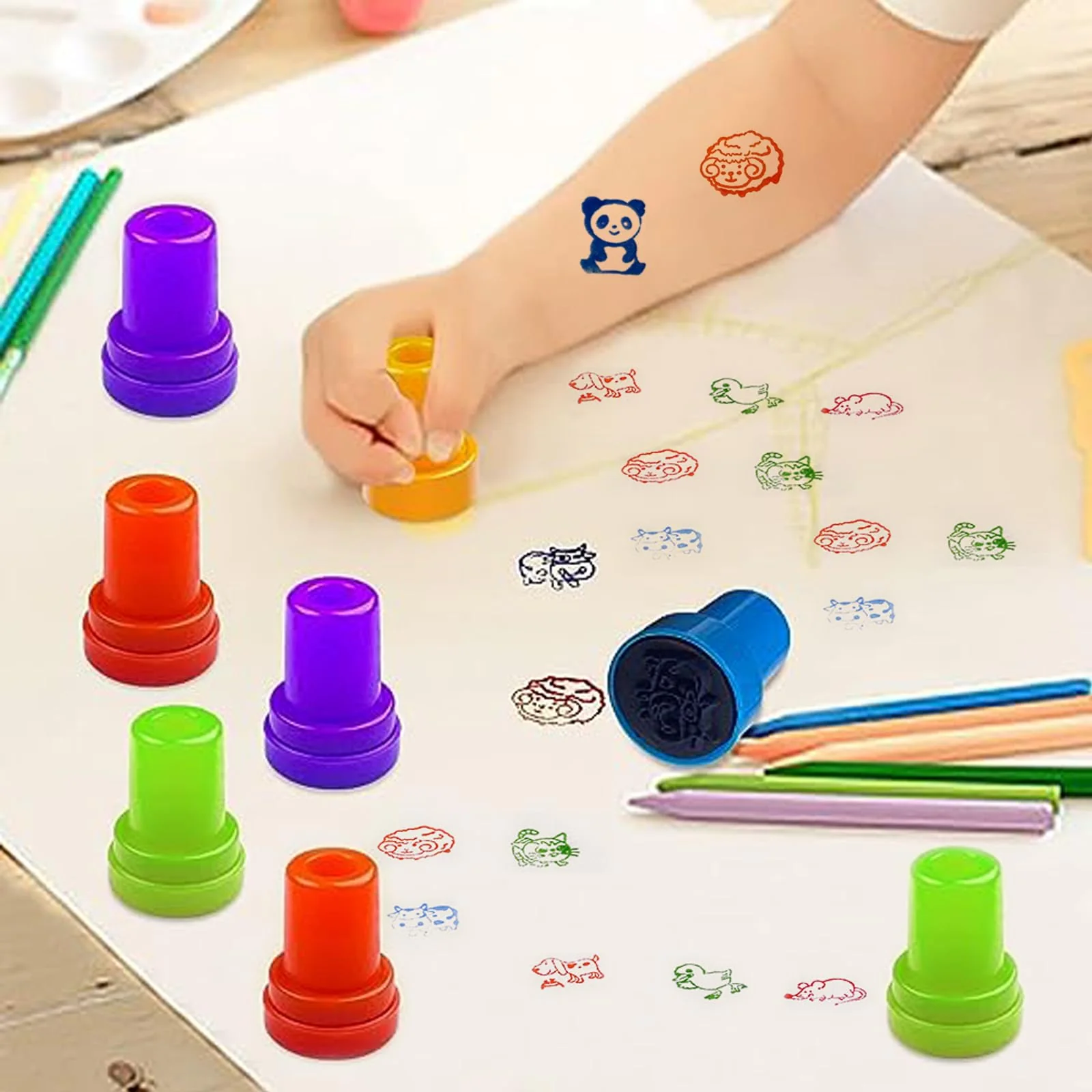 Nutabevr 30 Stück Selbstfärbende Stempel Set, Mehrfarbige Tiere Stempelset, Niedliche Spielzeugstempel aus Plastik, für Klassenzimmer Belohnungen, Party Taschenfüller, Kindergeburtstag Partygeschenk - Image 3