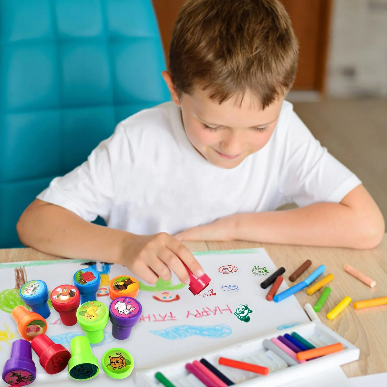 Nutabevr 30 Stück Selbstfärbende Stempel Set, Mehrfarbige Tiere Stempelset, Niedliche Spielzeugstempel aus Plastik, für Klassenzimmer Belohnungen, Party Taschenfüller, Kindergeburtstag Partygeschenk - Image 7