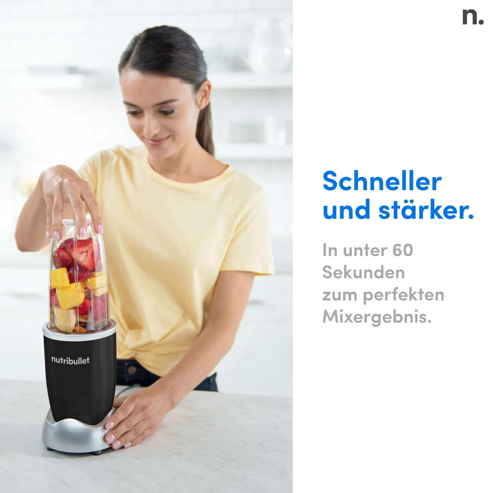 nutribullet Pro, 900 Watt Leistung, Einfach und schnell in der Anwendung, Kompakt, Leicht zu reinigen, Mit 700 ml Becher, Smoothiemixer, Smoothie Maker, Elektrischer Mixer, NB904B, Schwarz - Image 5