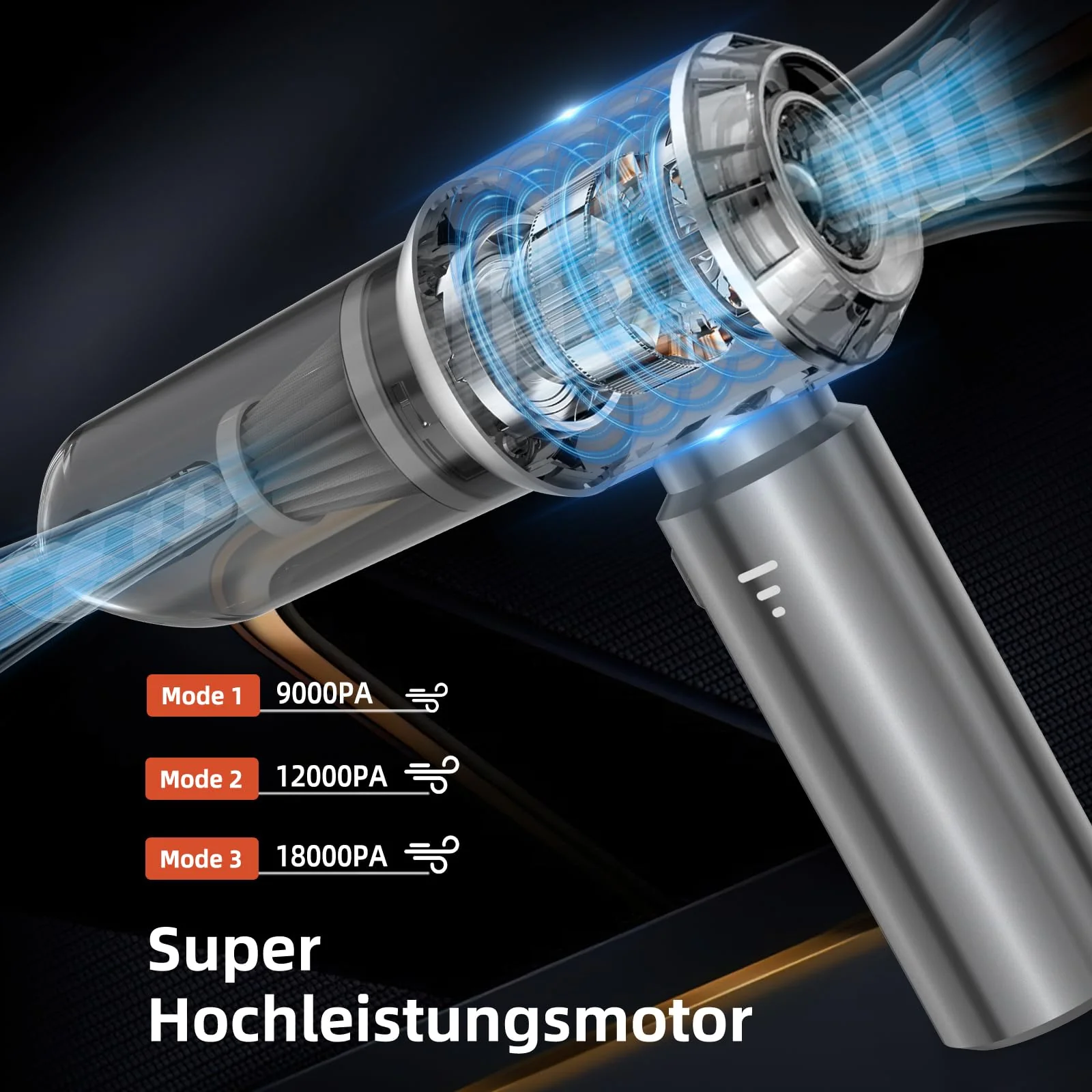 NVKHG Handstaubsauger, Handstaubsauger Akku, 18000Pa Autostaubsauger mit Bürstenloser Motor, 3-Gang Mini Staubsauger, Auto Kabellos Staubsauger für Büro Genutzt, Haus, Küche, Tierhaare - Image 4