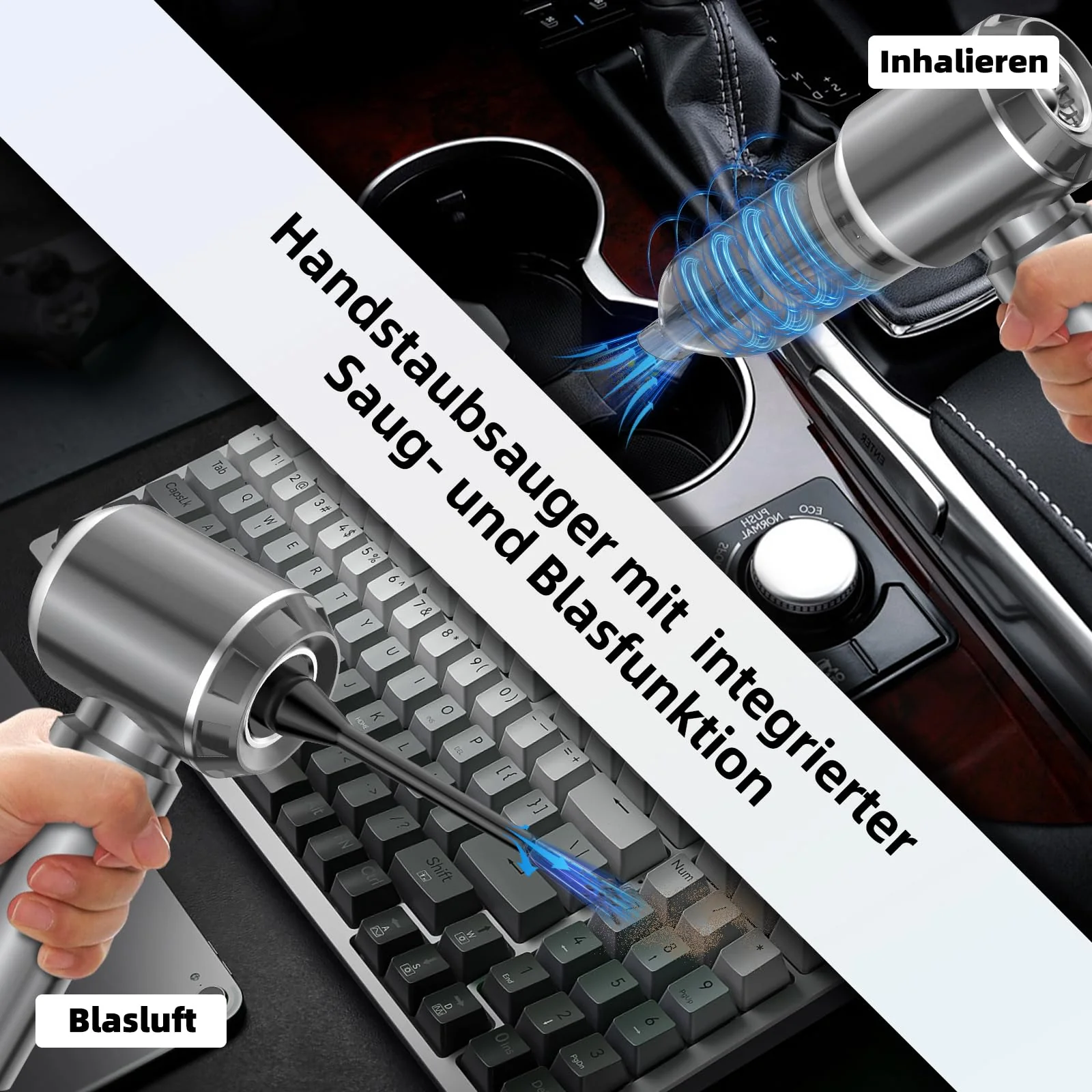 NVKHG Handstaubsauger, Handstaubsauger Akku, 18000Pa Autostaubsauger mit Bürstenloser Motor, 3-Gang Mini Staubsauger, Auto Kabellos Staubsauger für Büro Genutzt, Haus, Küche, Tierhaare - Image 6