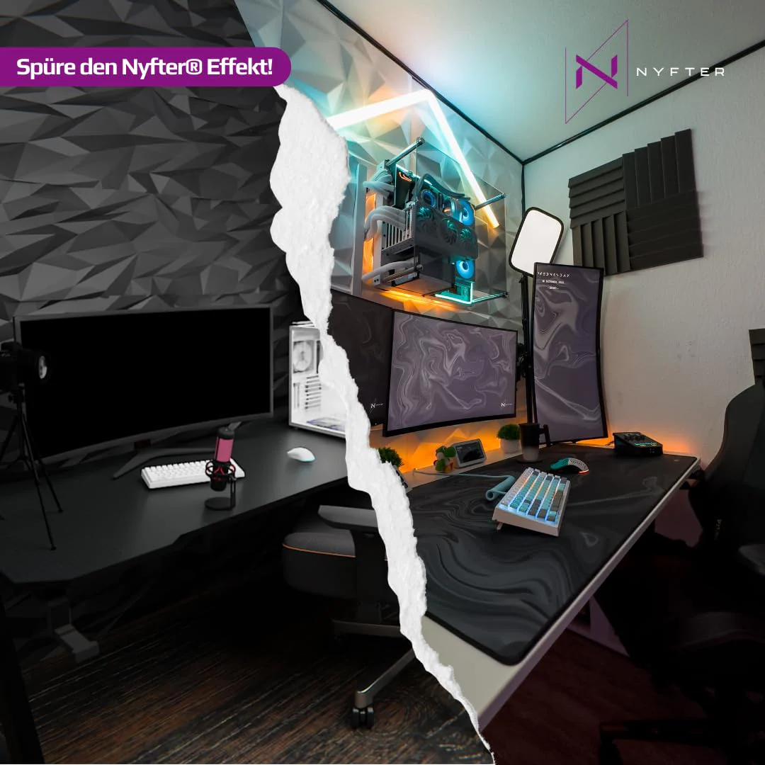 Nyfter - 60% Gaming Keyboard - NYFBOARD GEN2 Gaming Computer Tastatur mit Gateron Yellow Switches - HOT-SWAPPABLE Deutsches Tastatur QWERTZ mechanisch RGB keyboard ISO-DE Layout für Gamer (Black, 60%) - Image 2