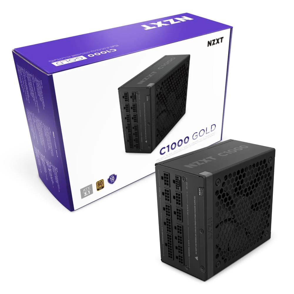 NZXT C1000 Gold ATX 3.1 - Vollständig modulares, geräuscharmes PC-Gaming-Netzteil - 1000 Watt - 80 PLUS Gold - 12V-2x6-Anschluss - Zero Fan-Modus - 100 % japanische Kondensatoren - Schwarz - Image 14