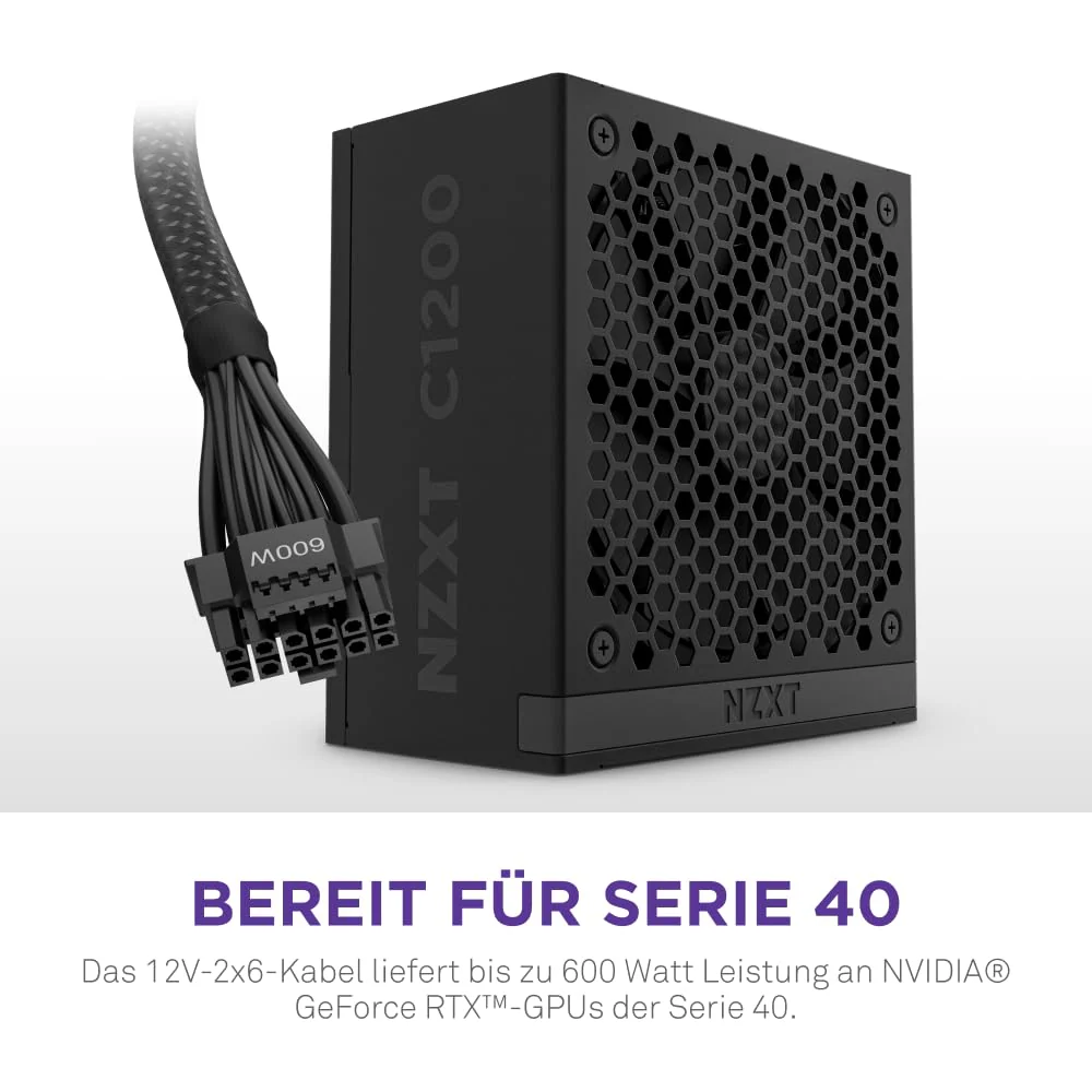 NZXT C1200 Gold ATX 3.1 - Vollständig modulares, geräuscharmes PC-Gaming-Netzteil - 1200 Watt - 80 PLUS Gold - 12V-2x6-Anschluss - Zero Fan-Modus - 100 % japanische Kondensatoren - Schwarz - Image 5