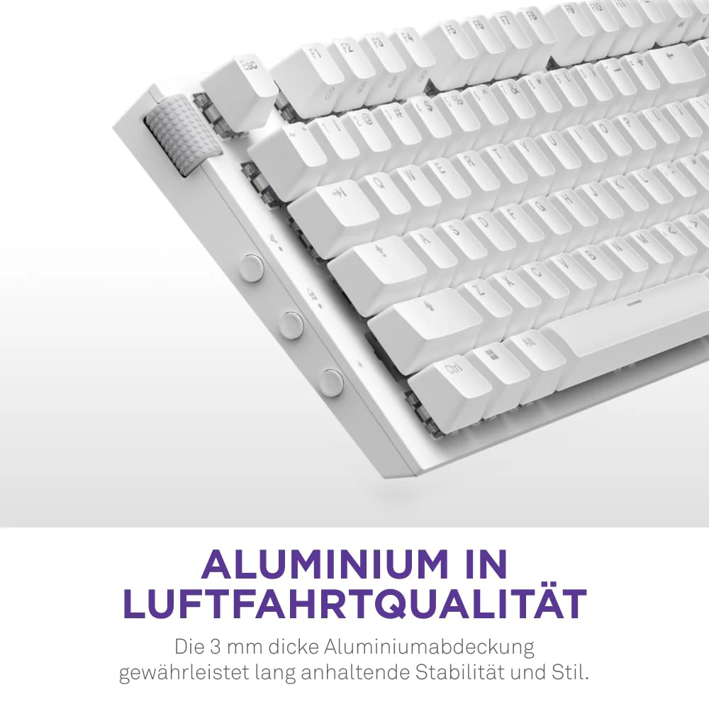 NZXT Function 2-2024 Optische Vollformat Gamingtastatur | RGB beleuchtet | 8K-Abfragerate | Lineare Opt. Switches | Einstellbare Auslösung | Hot-Swap | Gaming Keyboard| Weiß - DE (QWERTZ)