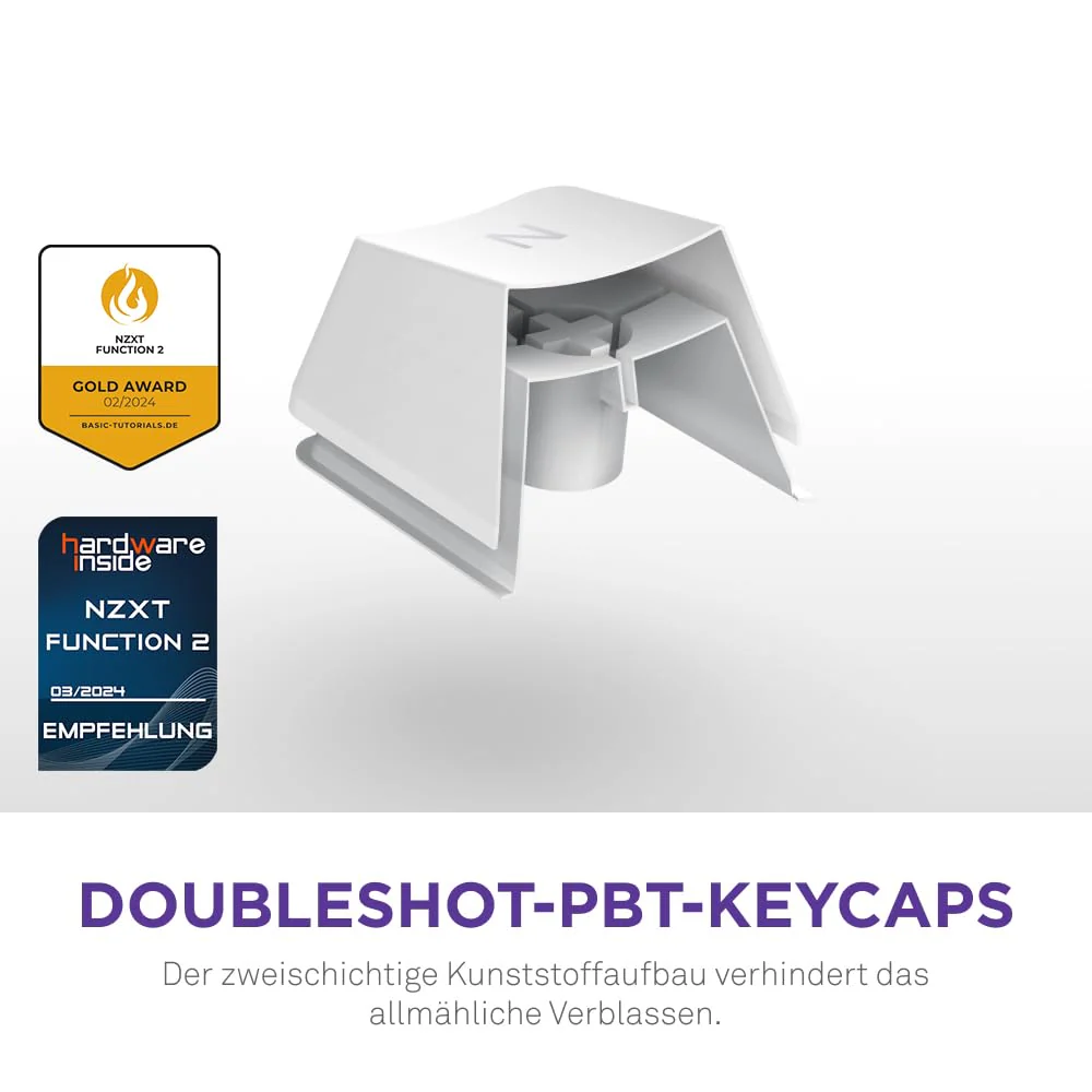 NZXT Function 2-2024 Optische Vollformat Gamingtastatur | RGB beleuchtet | 8K-Abfragerate | Lineare Opt. Switches | Einstellbare Auslösung | Hot-Swap | Gaming Keyboard| Weiß - DE (QWERTZ) - Image 3