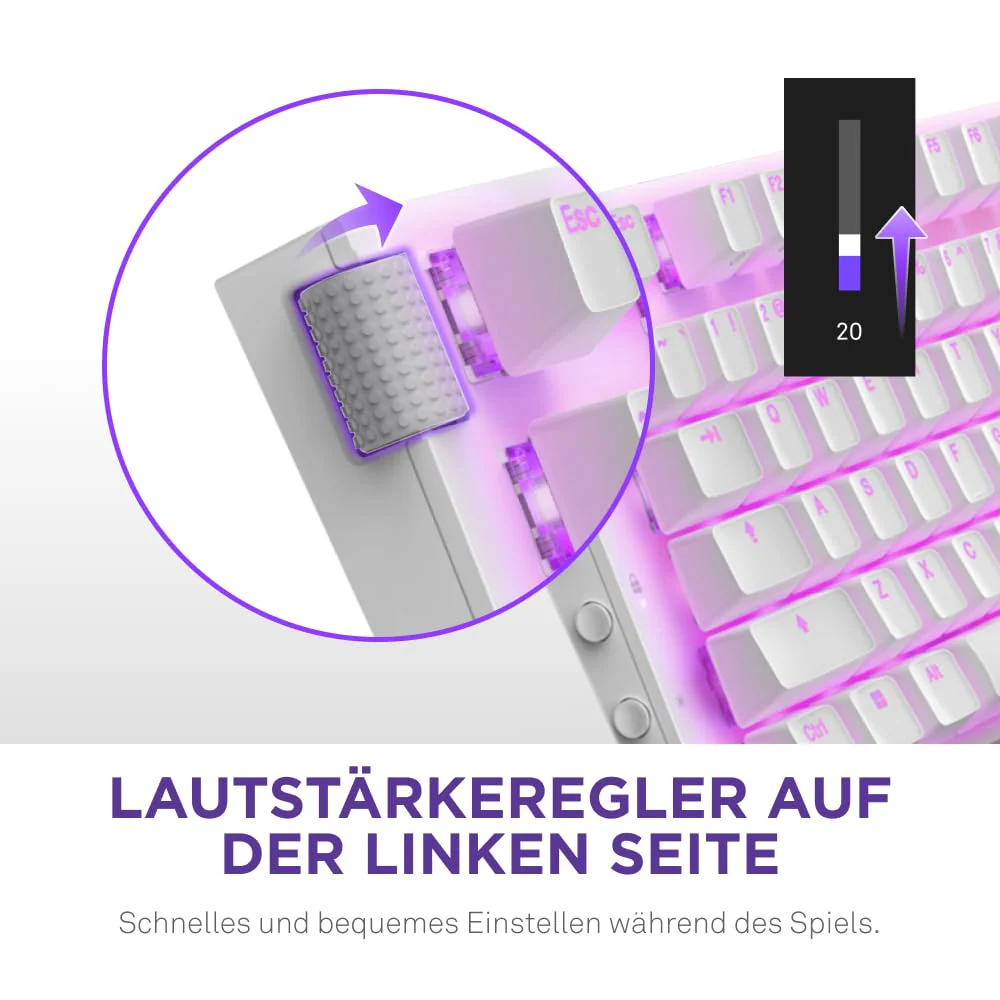 NZXT Function 2-2024 Optische Vollformat Gamingtastatur | RGB beleuchtet | 8K-Abfragerate | Lineare Opt. Switches | Einstellbare Auslösung | Hot-Swap | Gaming Keyboard| Weiß - DE (QWERTZ) - Image 5