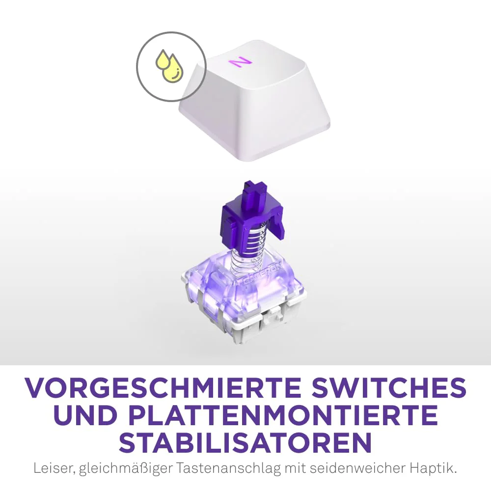 NZXT Function 2-2024 Optische Vollformat Gamingtastatur | RGB beleuchtet | 8K-Abfragerate | Lineare Opt. Switches | Einstellbare Auslösung | Hot-Swap | Gaming Keyboard| Weiß - DE (QWERTZ) - Image 6