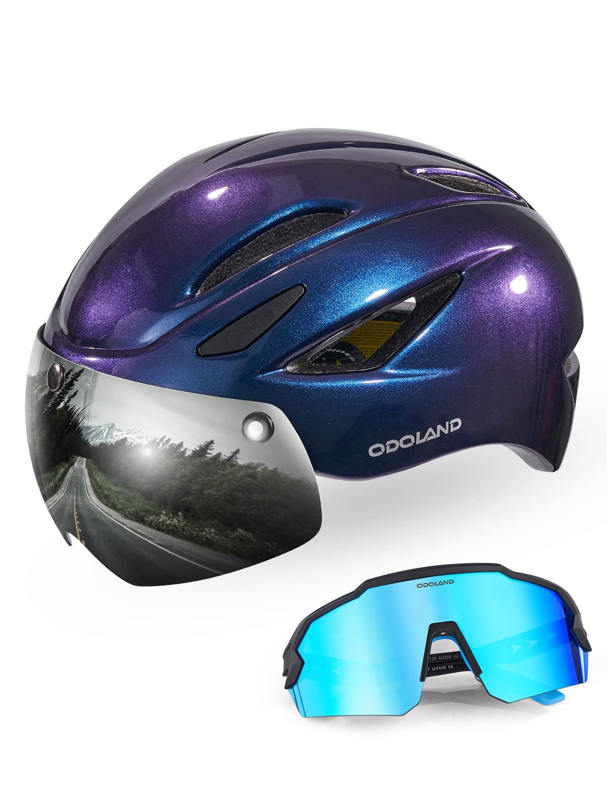 Odoland Fahrradhelm mit Magnetische Visier und Sportbrille, Abnehmbarer Schutzbrille Fahrradhelm, Cityhelm Urban Rennradhelm für Erwachsenen Herren Damen - Image 2